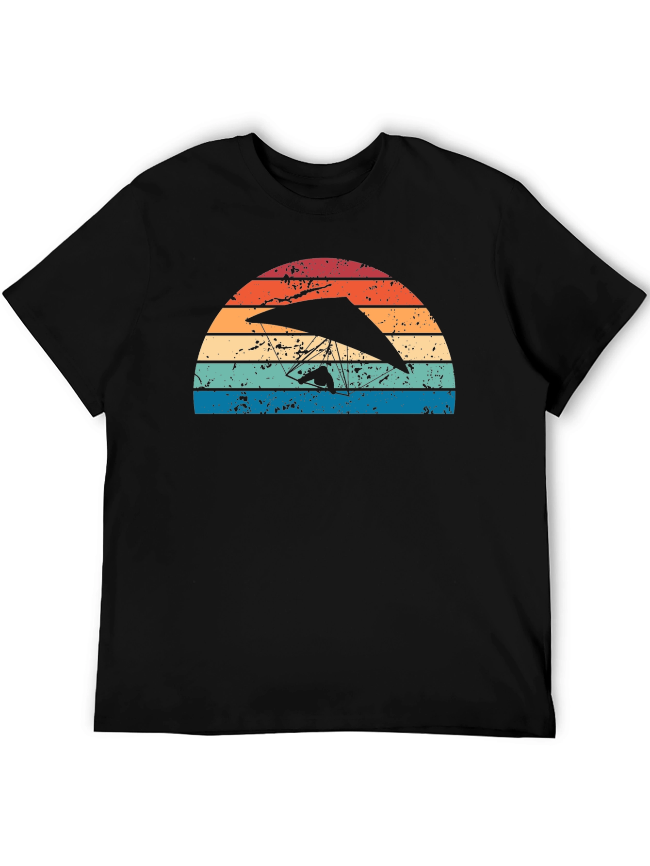 Hang Gliding Sunset Graphic Tee - Black Cotton Shirt