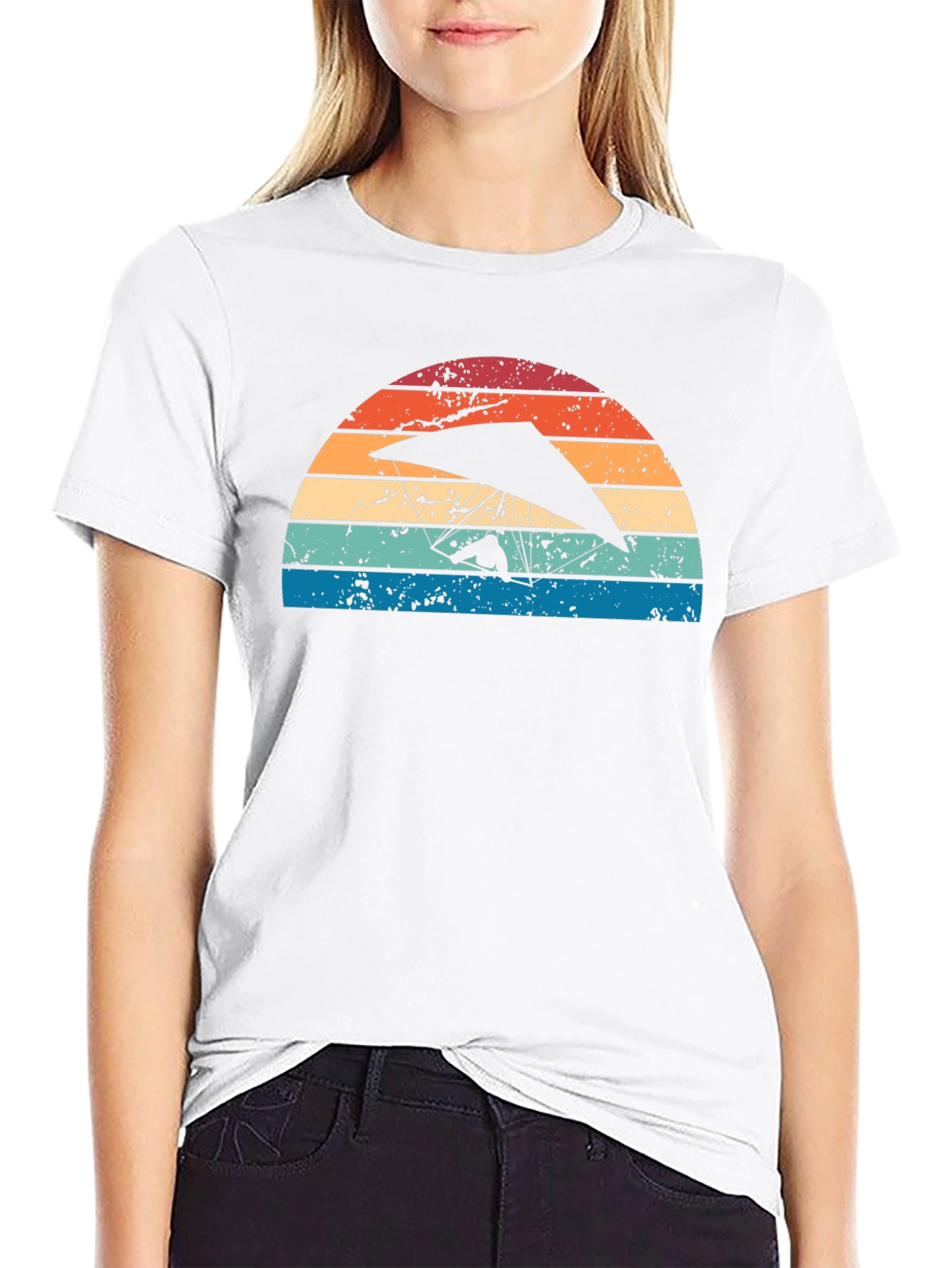 Hang Gliding Sunset Graphic Tee - Black Cotton Shirt