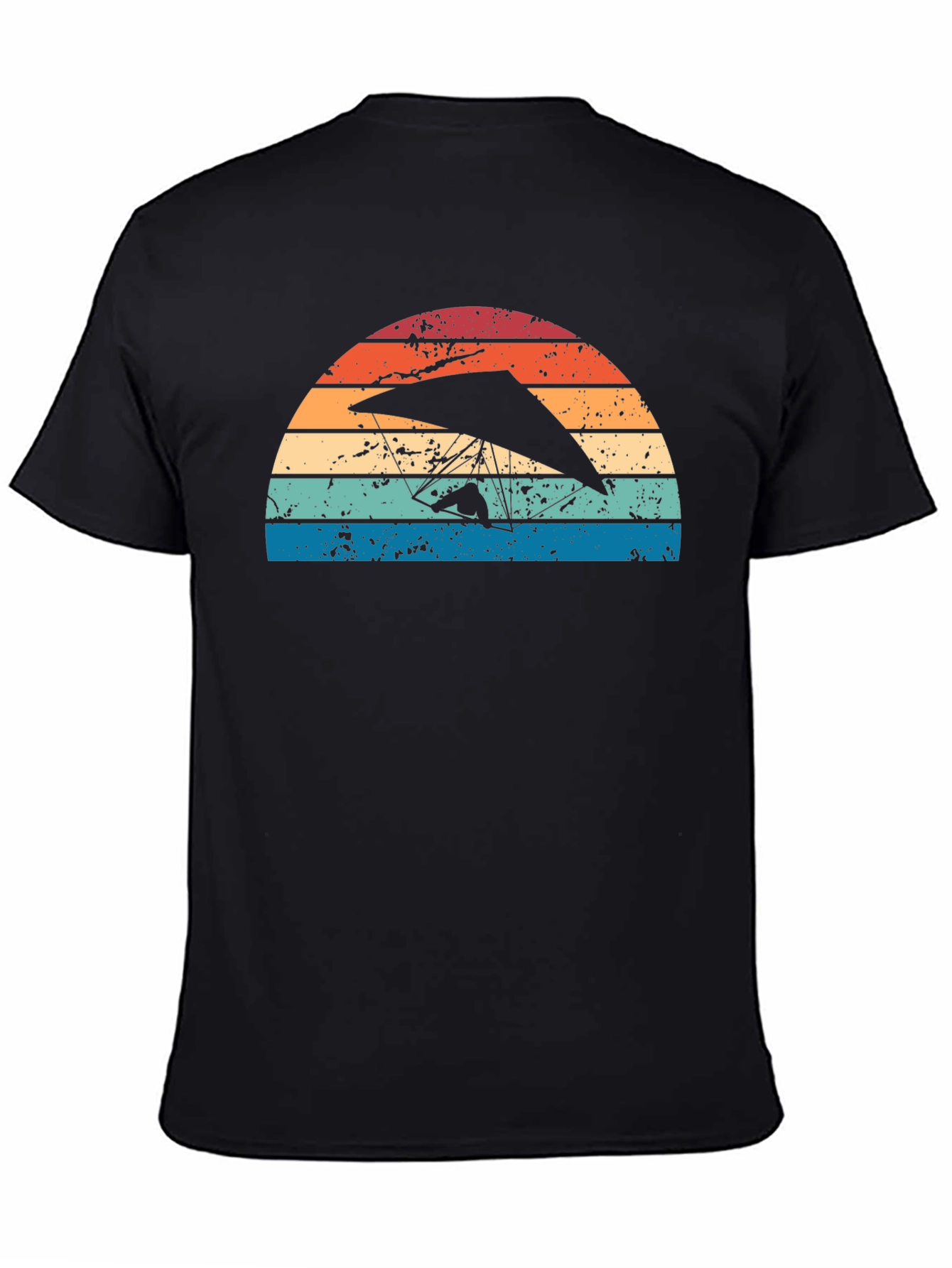 Hang Gliding Sunset Graphic Tee - Black Cotton Shirt