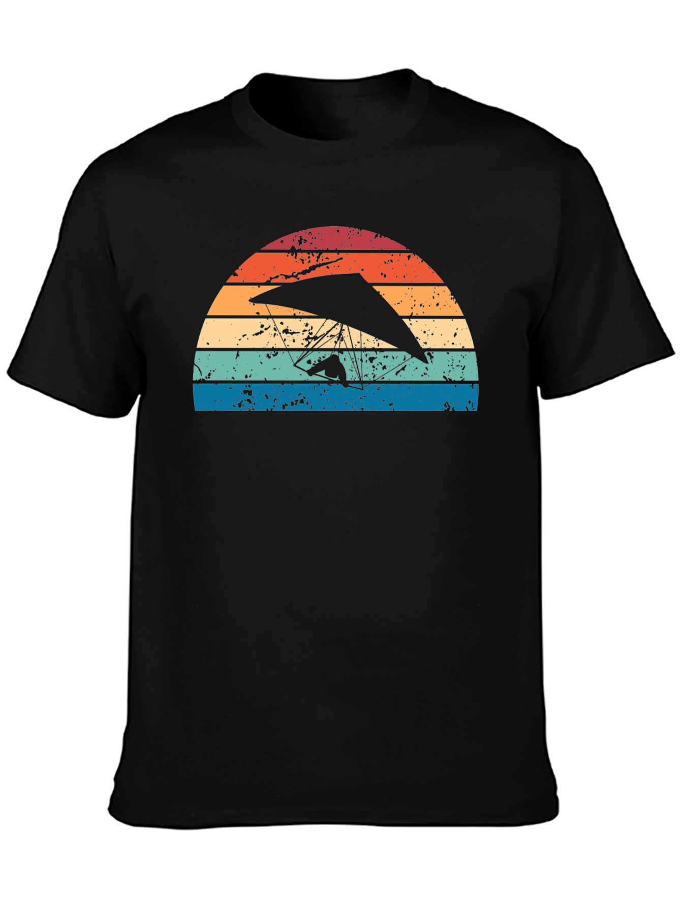 Hang Gliding Sunset Graphic Tee - Black Cotton Shirt