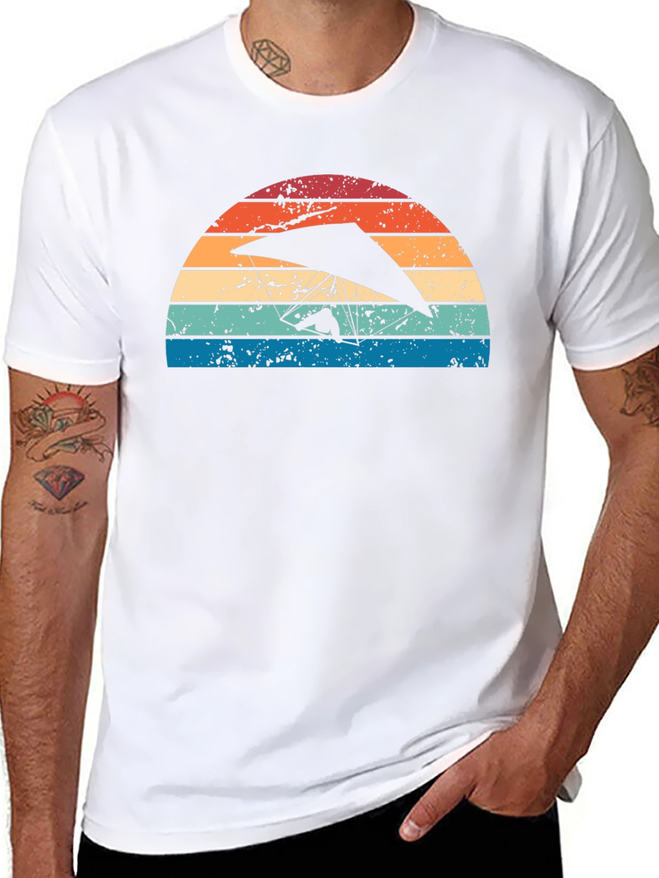 Hang Gliding Sunset Graphic Tee - Black Cotton Shirt