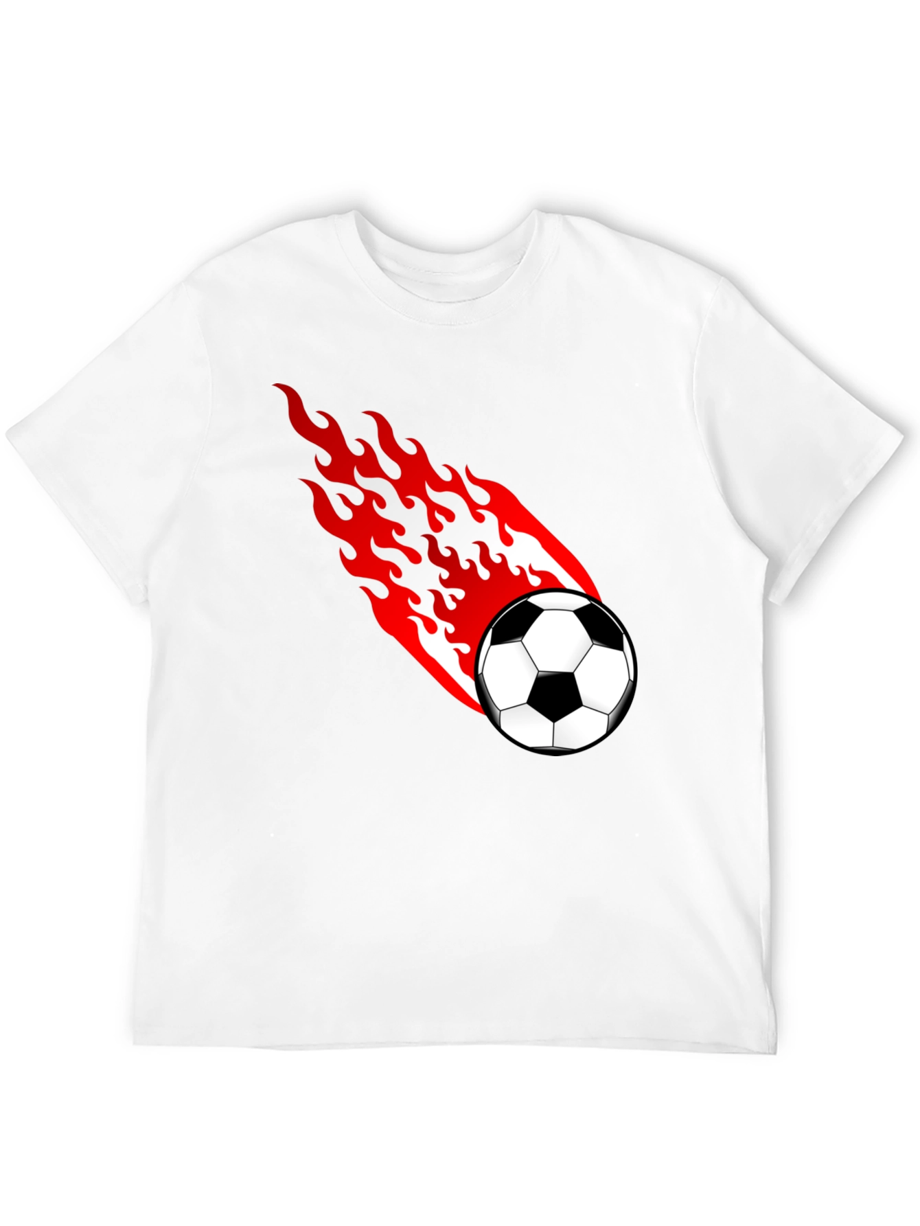 Flaming Soccer Ball Graphic T-Shirt - Black