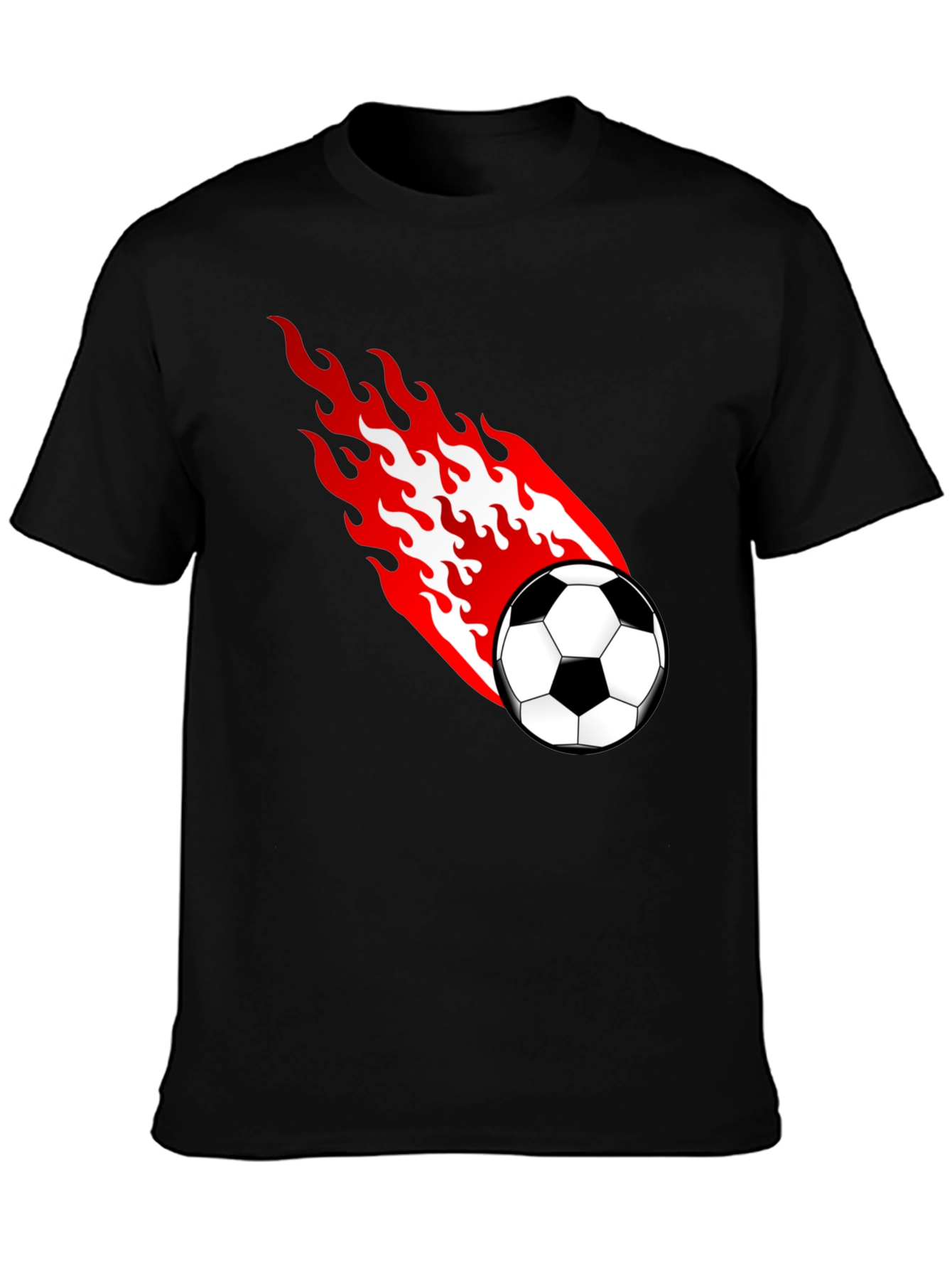 Flaming Soccer Ball Graphic T-Shirt - Black