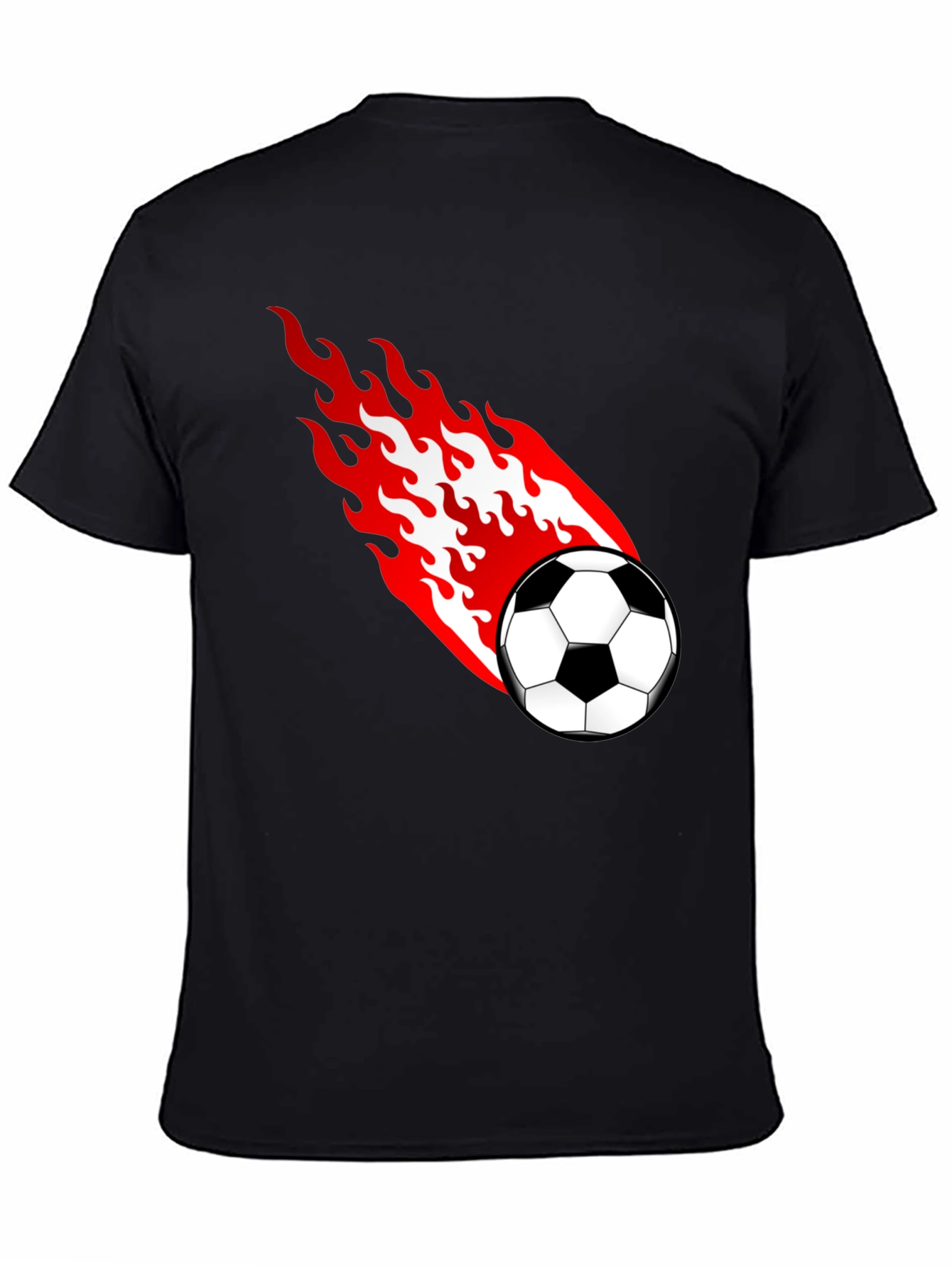 Flaming Soccer Ball Graphic T-Shirt - Black