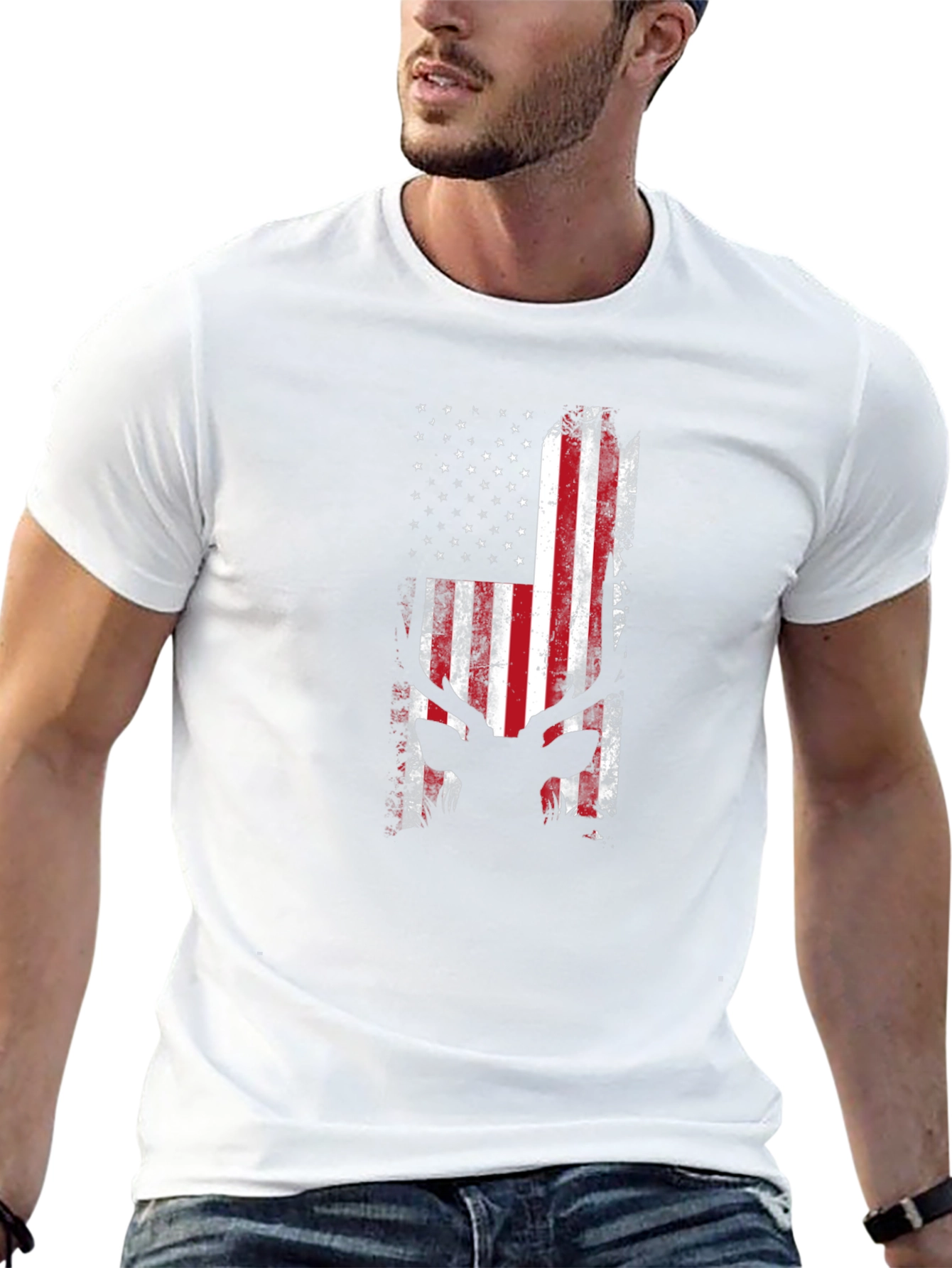 American Flag Deer Silhouette T-Shirt