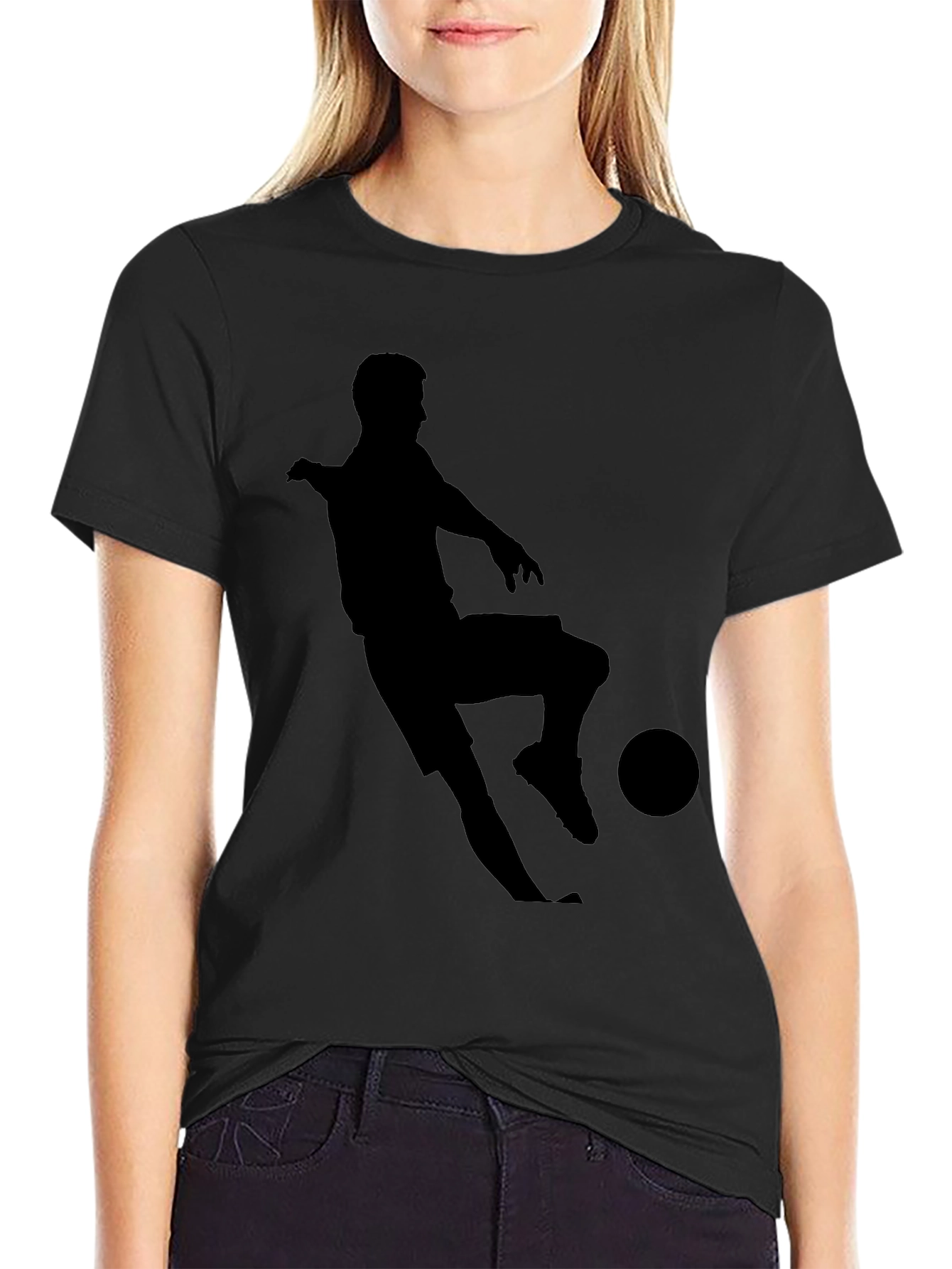 Mens Black Soccer Player Graphic T-Shirt