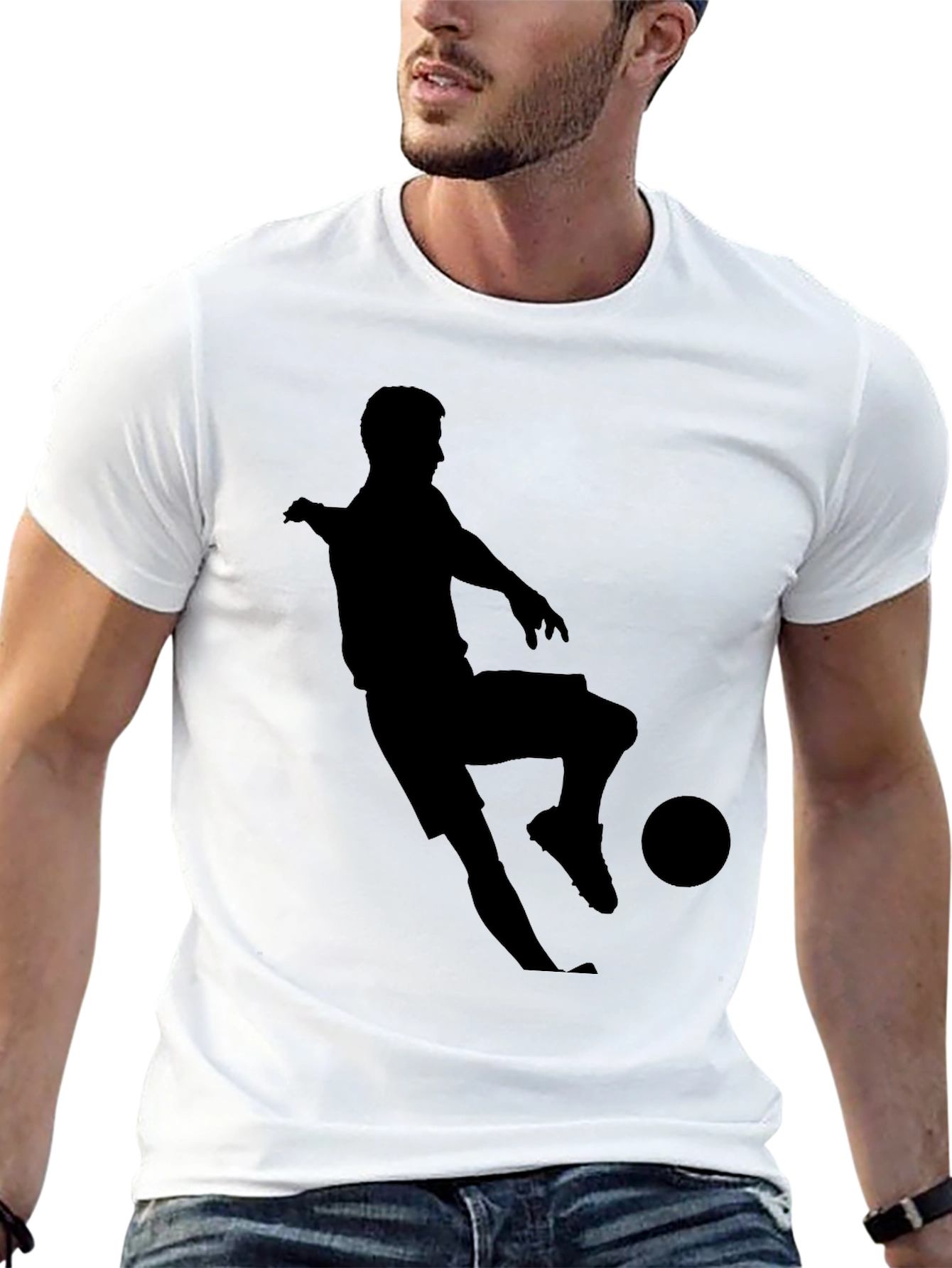 Mens Black Soccer Player Graphic T-Shirt