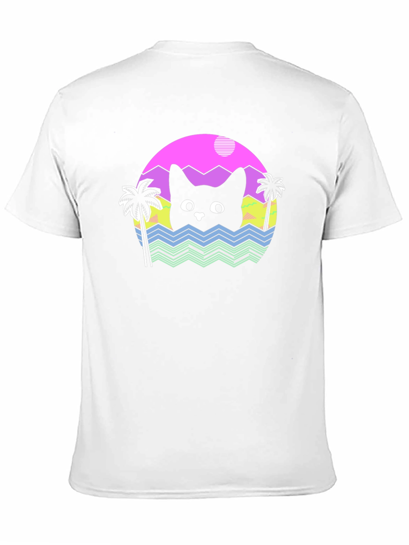 Retro Cat Waves Black T-Shirt