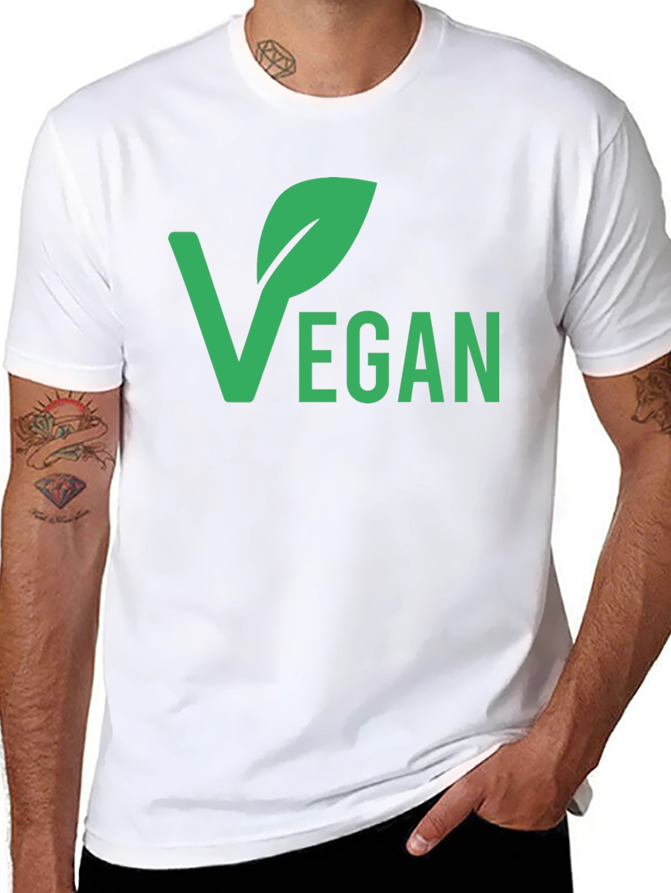 Vegan Graphic T-Shirt - Black Green Print