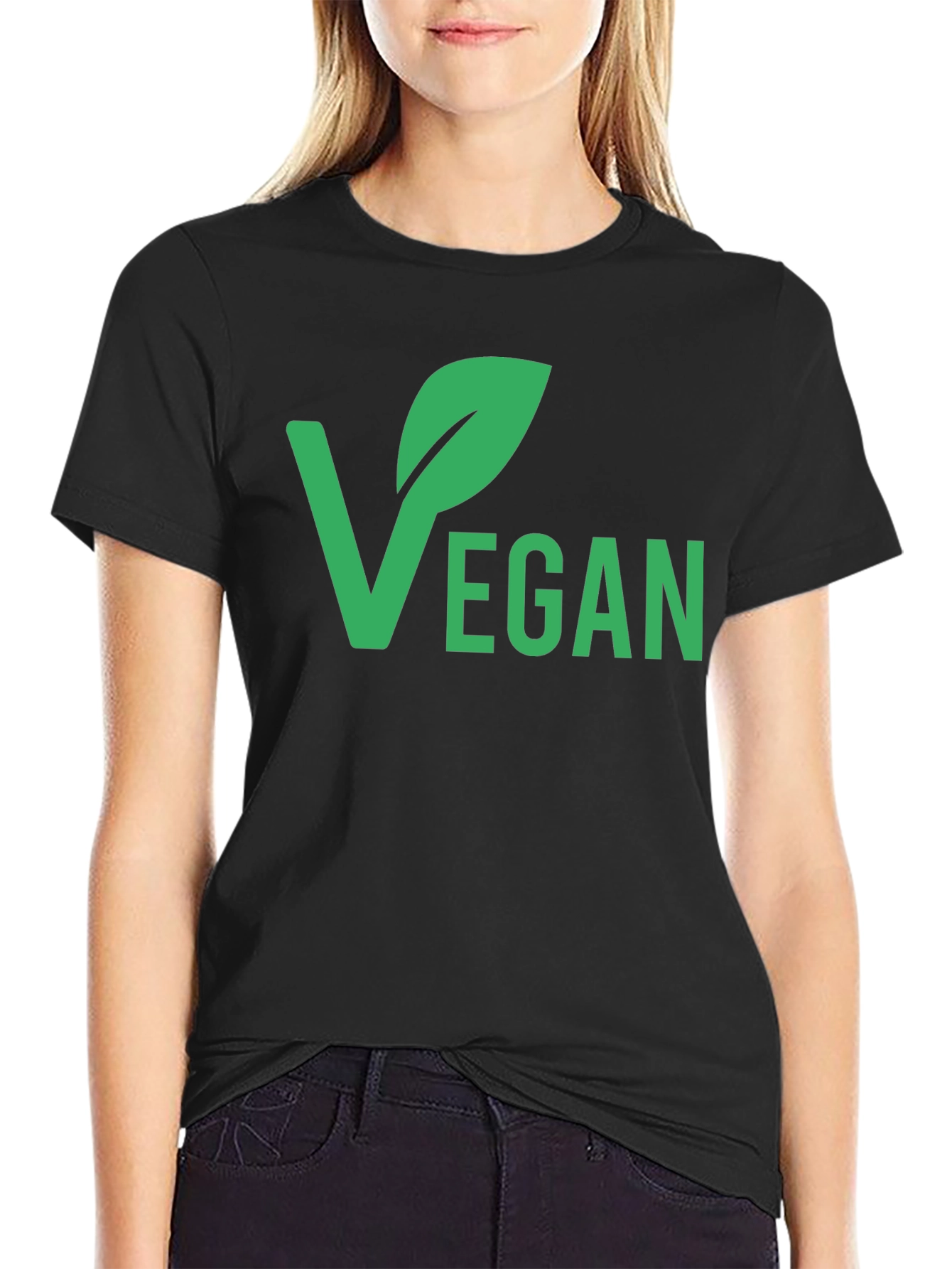 Vegan Graphic T-Shirt - Black Green Print