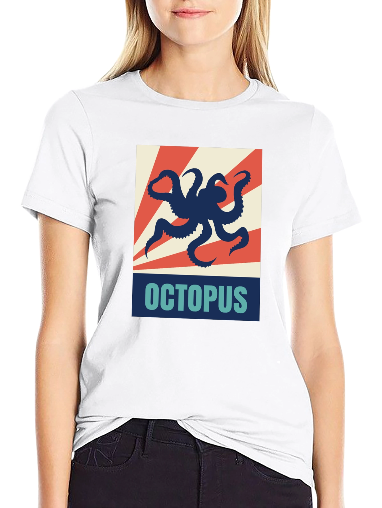 Octopus Graphic Print Crew Neck T-Shirt