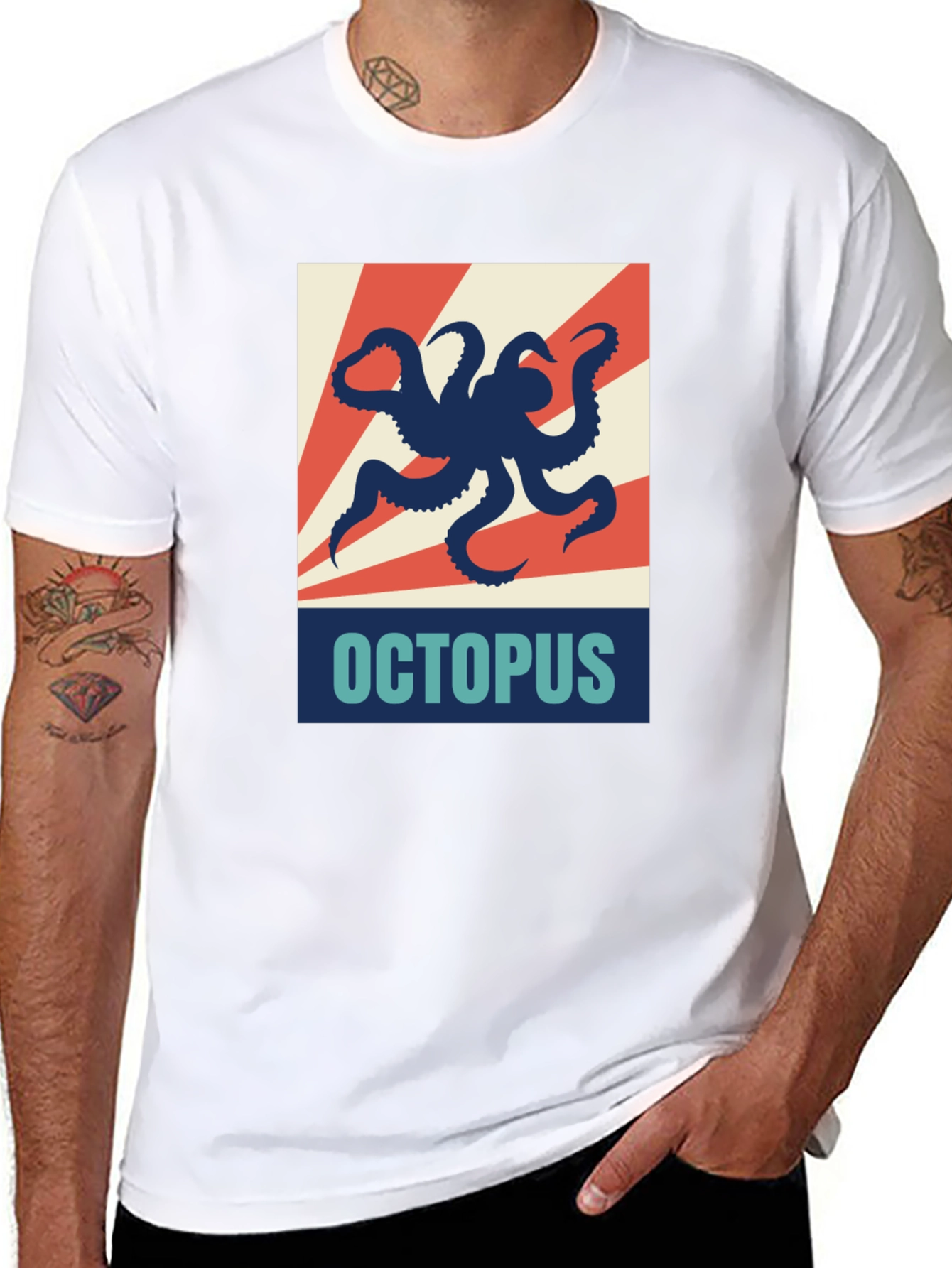 Octopus Graphic Print Crew Neck T-Shirt