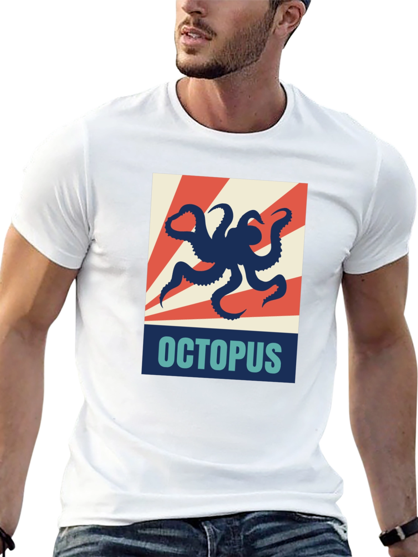 Octopus Graphic Print Crew Neck T-Shirt