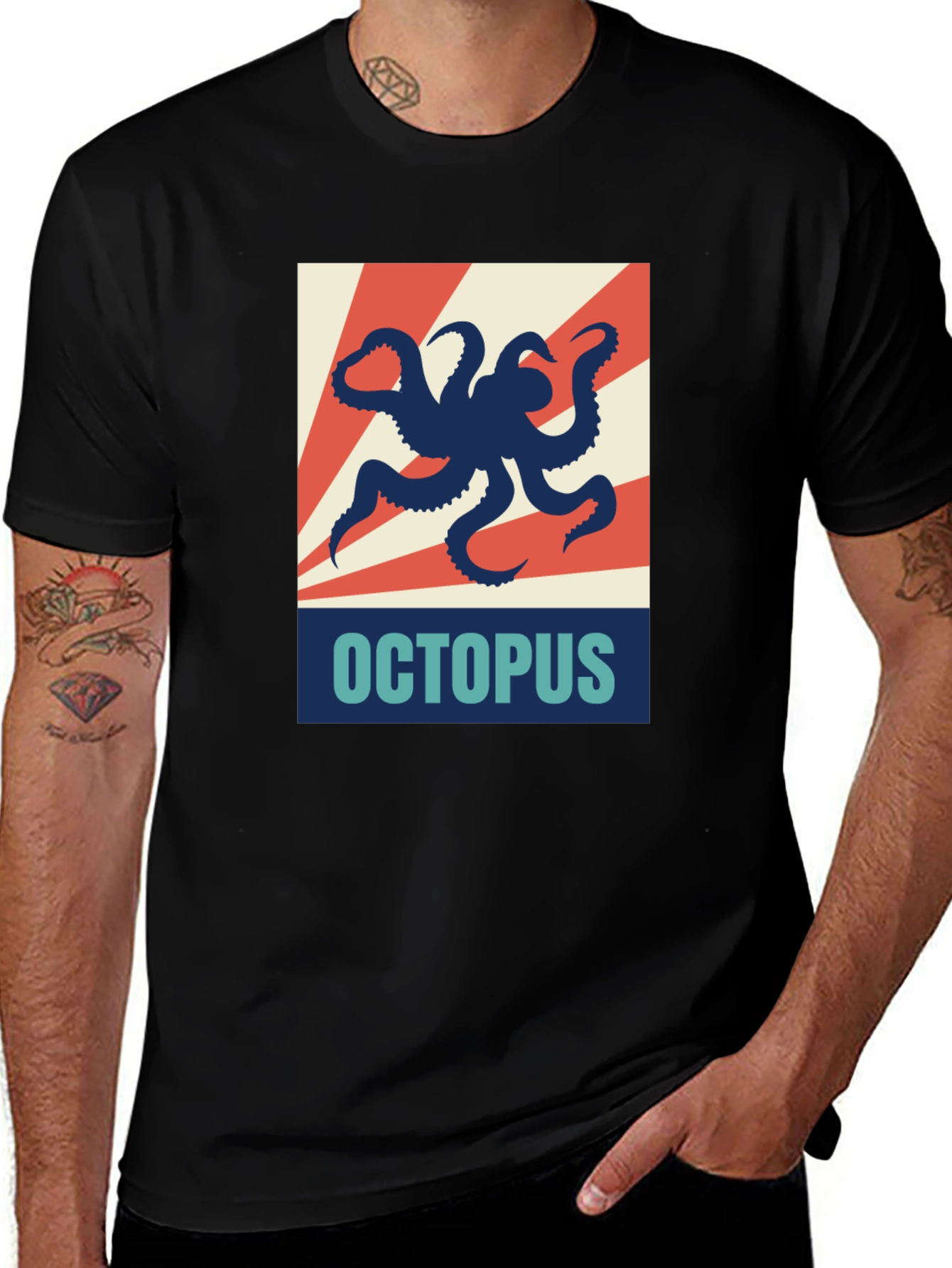 Octopus Graphic Print Crew Neck T-Shirt