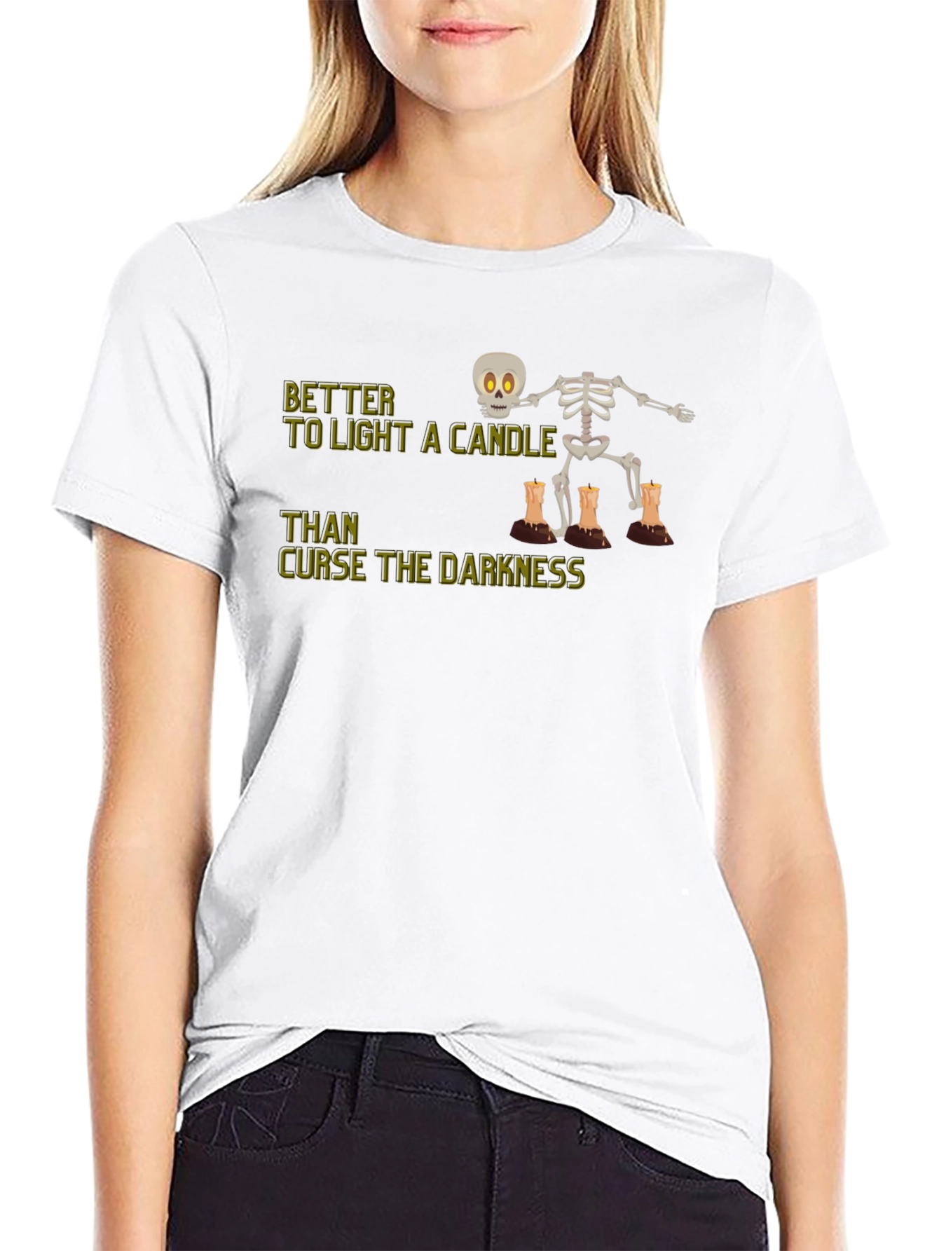 Skeleton Candle T-Shirt - Light Up the Darkness