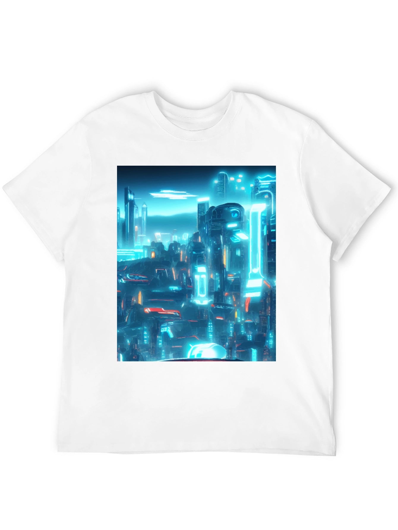 Cyberpunk Cityscape Graphic Tee - Black