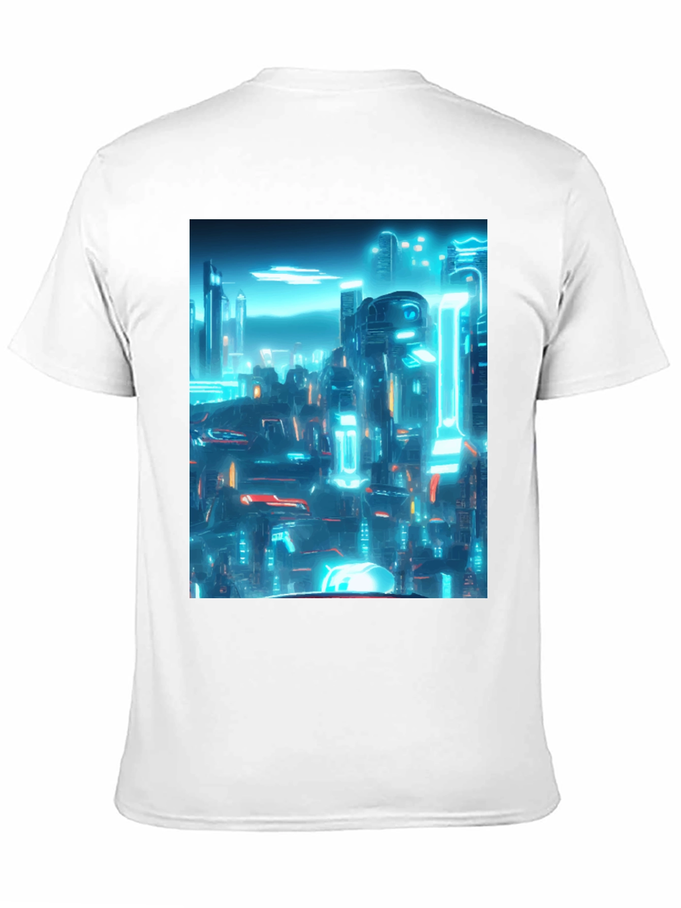 Cyberpunk Cityscape Graphic Tee - Black
