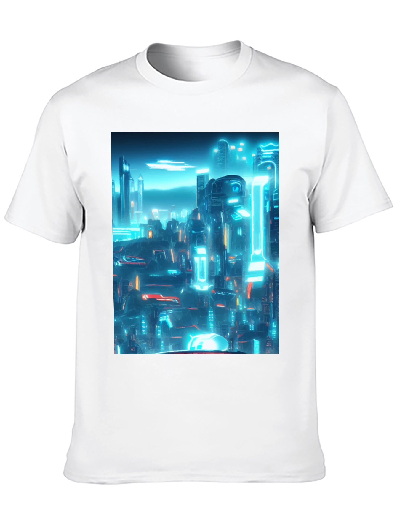 Cyberpunk Cityscape Graphic Tee - Black