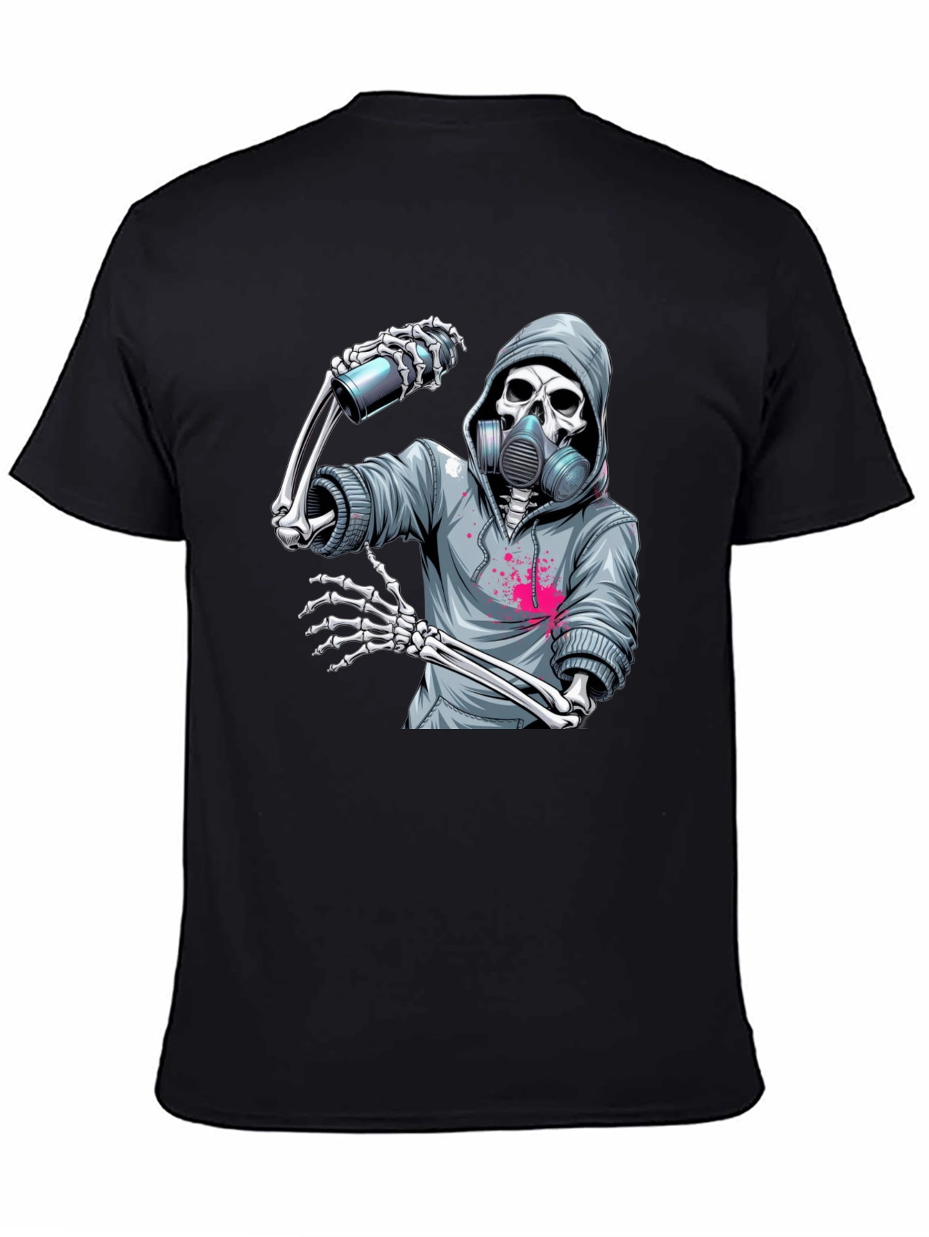 Skeleton Graffiti Artist Graphic T-Shirt