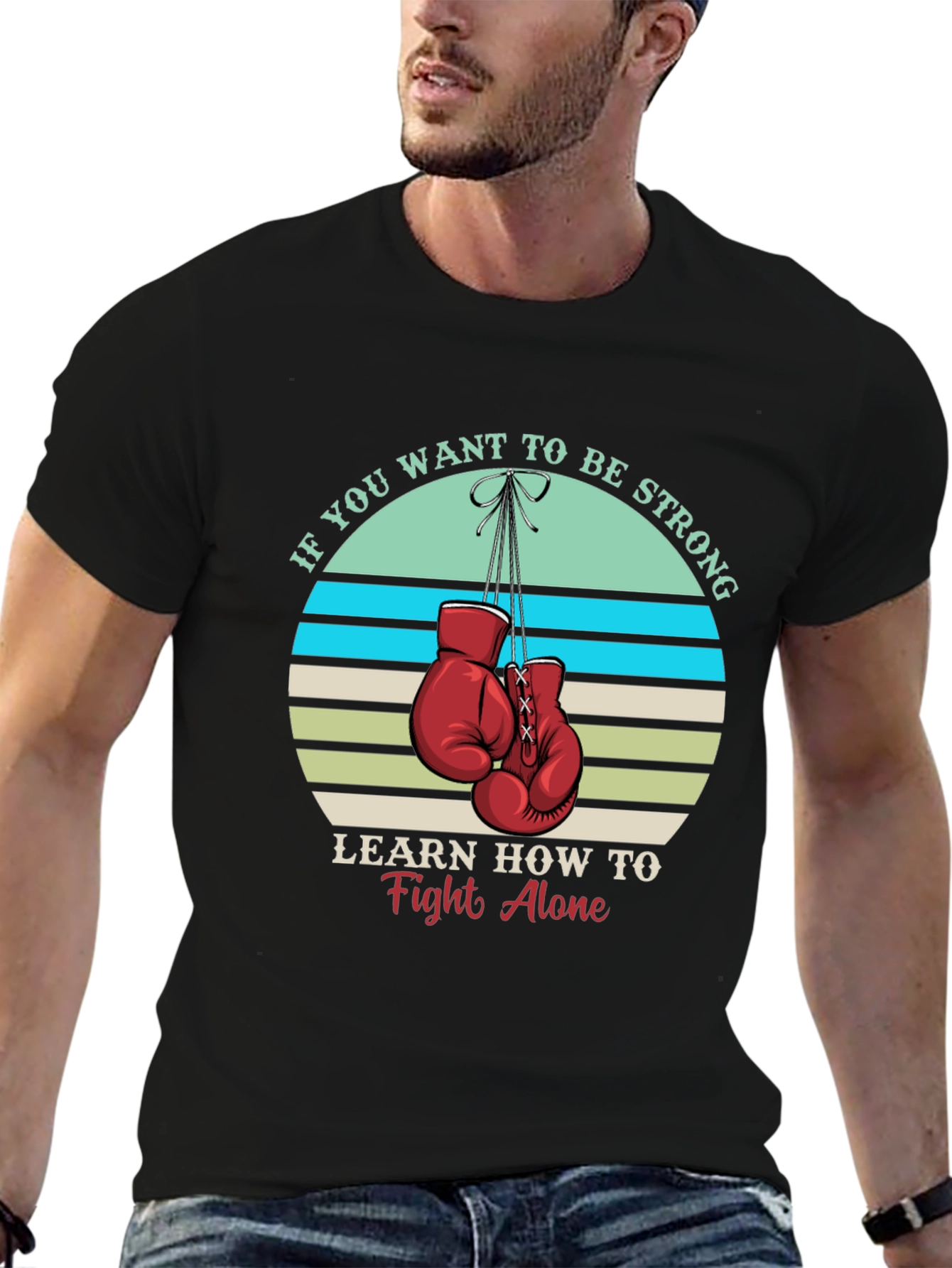 Strong Alone T-Shirt: Boxing Gloves Graphic Tee