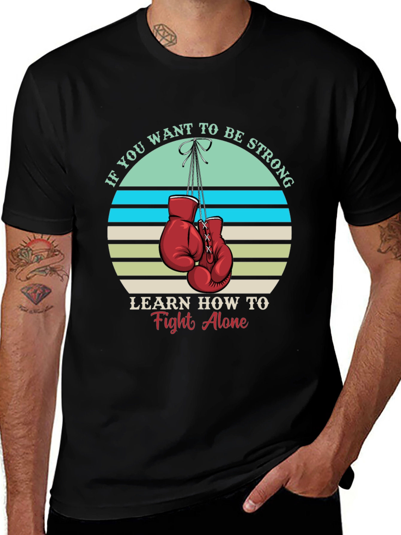 Strong Alone T-Shirt: Boxing Gloves Graphic Tee