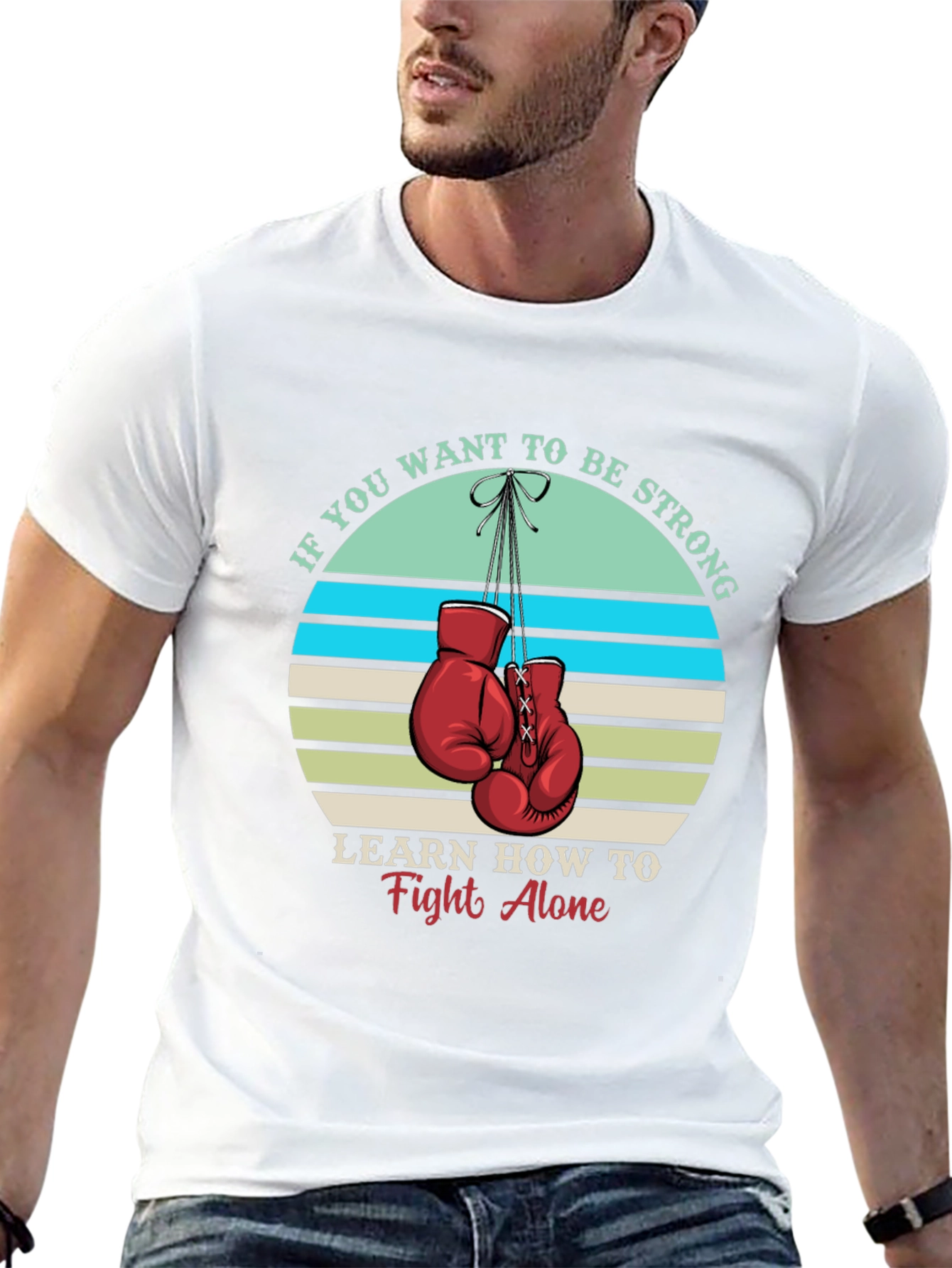 Strong Alone T-Shirt: Boxing Gloves Graphic Tee