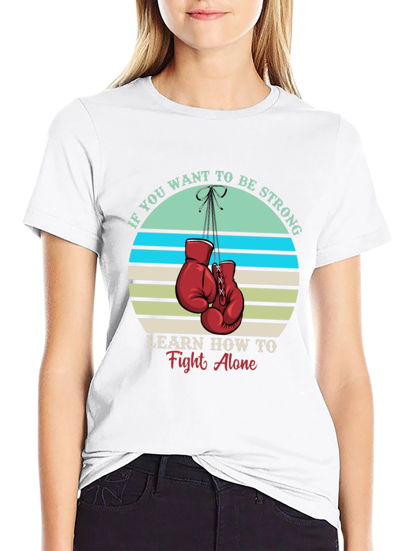 Strong Alone T-Shirt: Boxing Gloves Graphic Tee