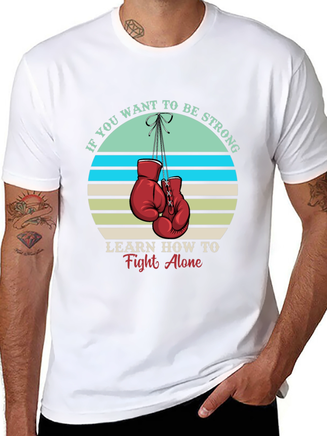 Strong Alone T-Shirt: Boxing Gloves Graphic Tee