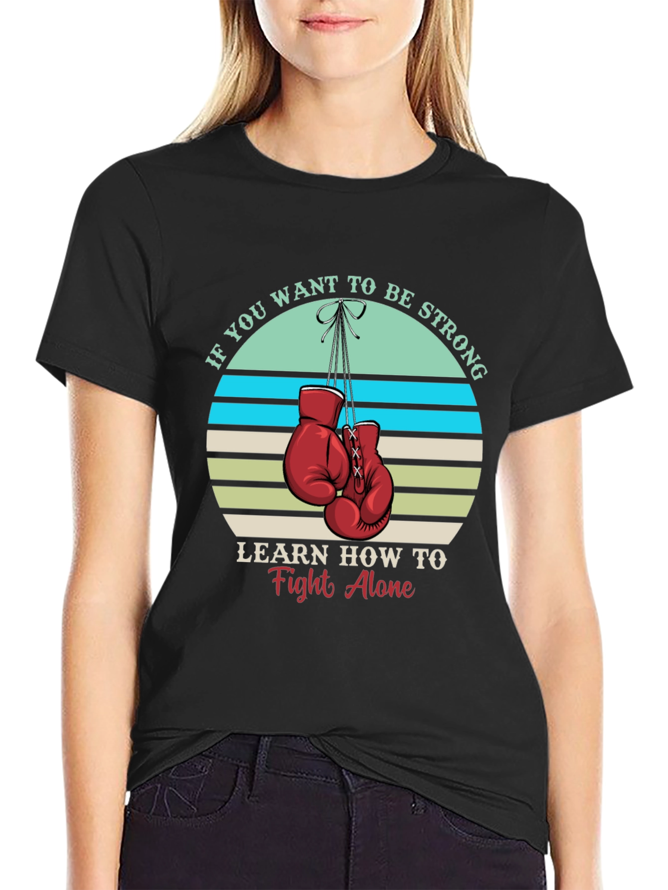 Strong Alone T-Shirt: Boxing Gloves Graphic Tee