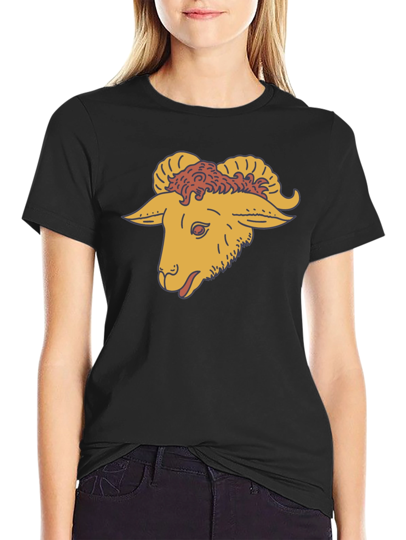 Ram Head Graphic T-Shirt - Black