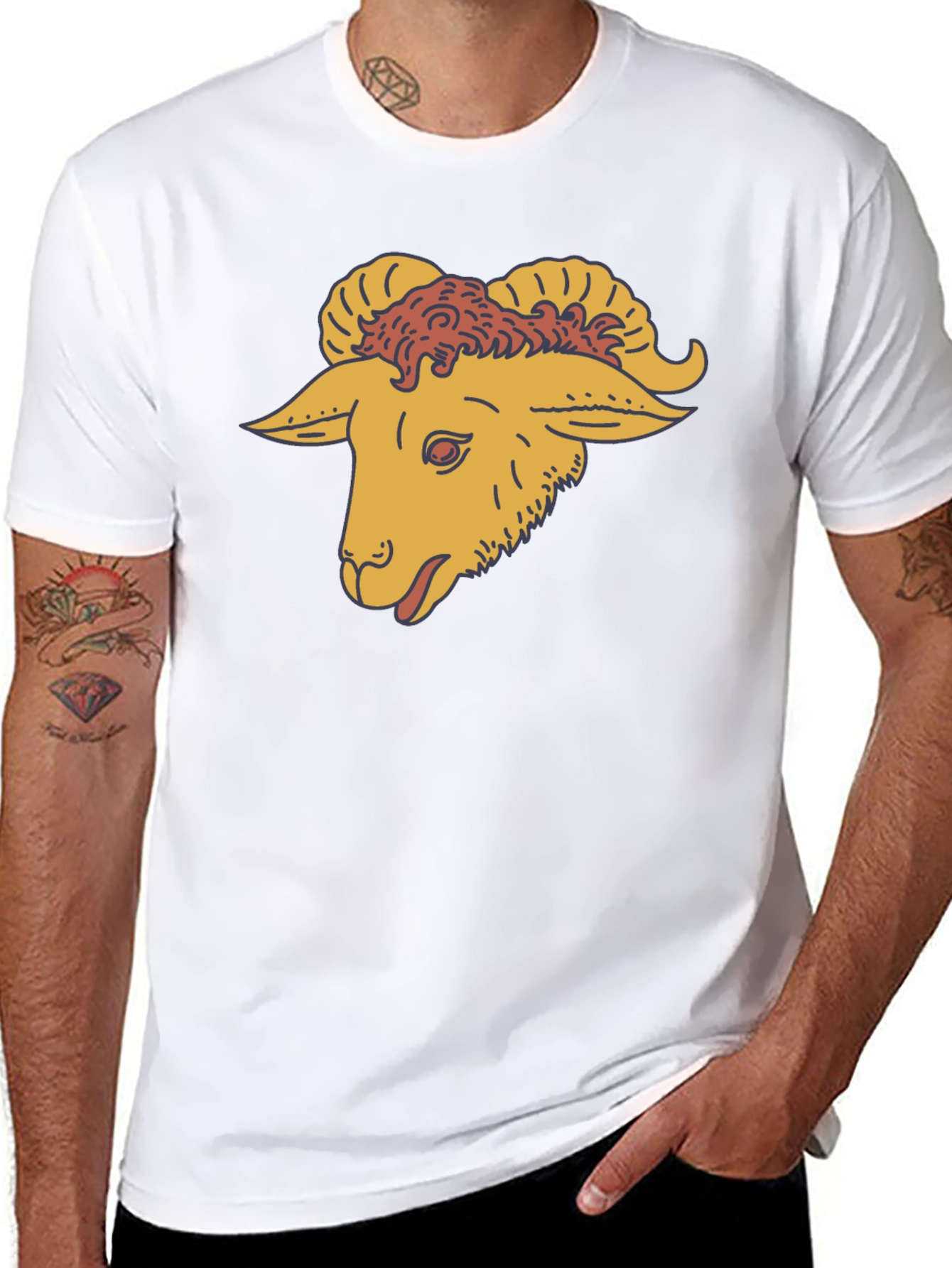 Ram Head Graphic T-Shirt - Black