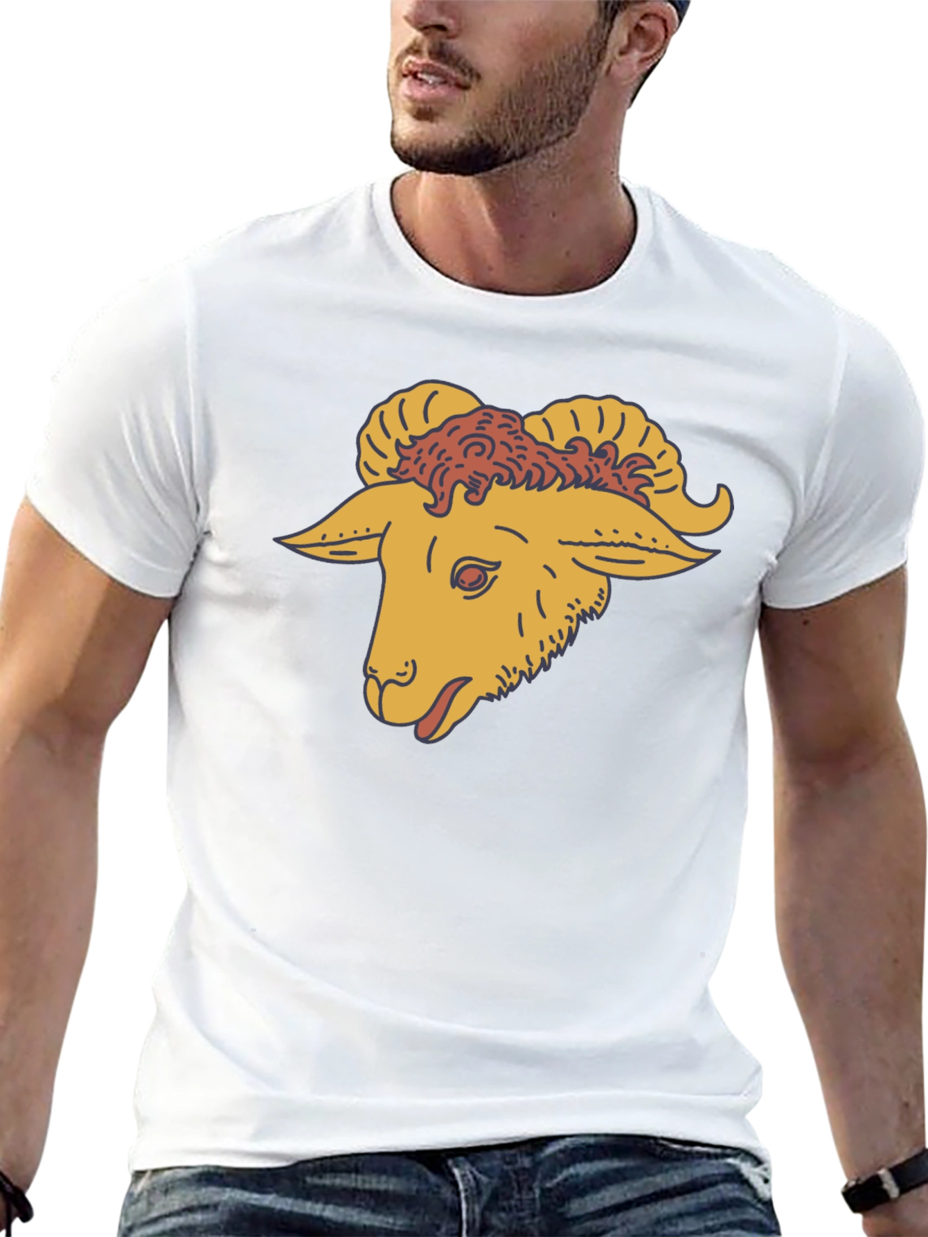 Ram Head Graphic T-Shirt - Black