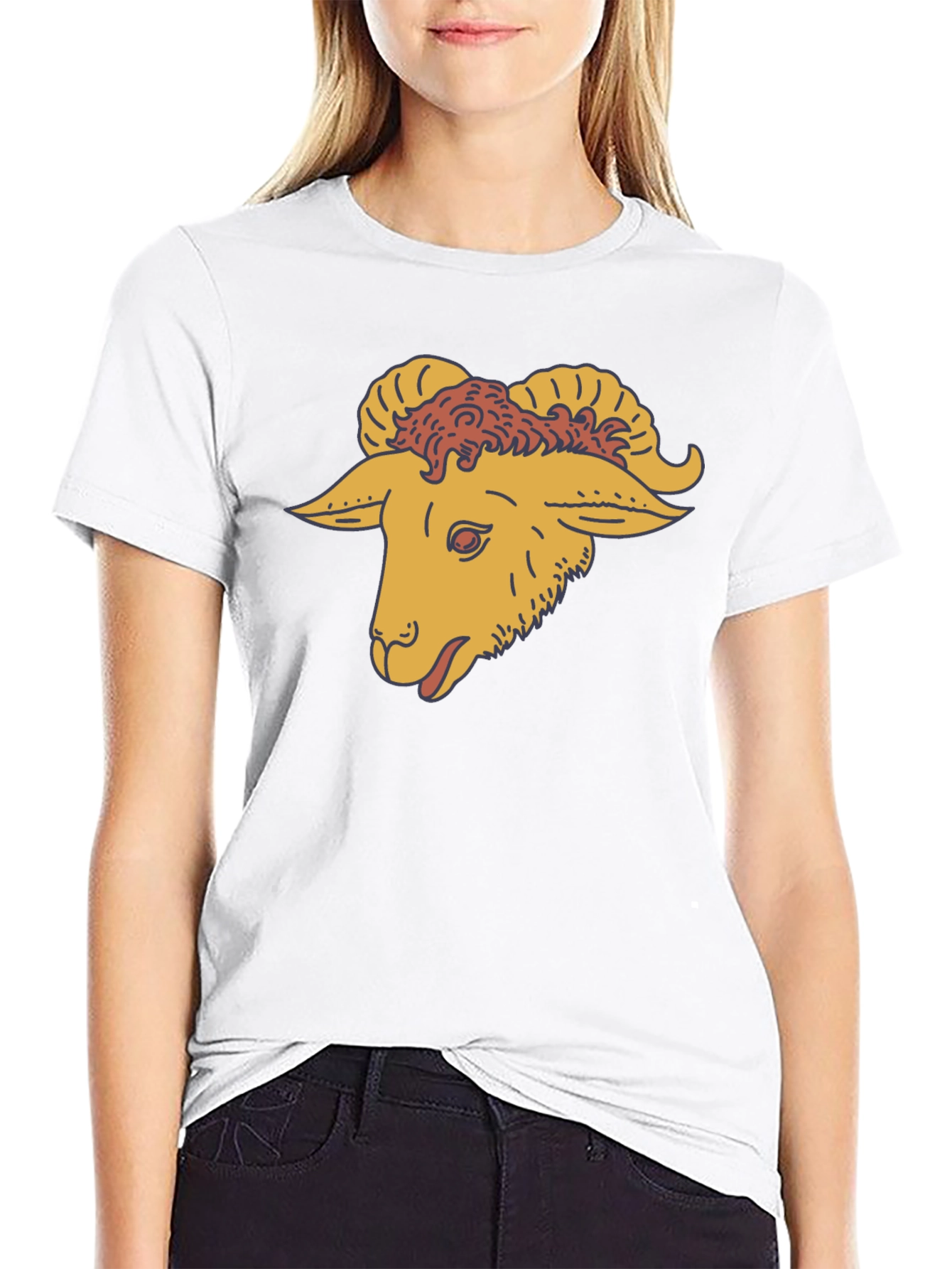 Ram Head Graphic T-Shirt - Black