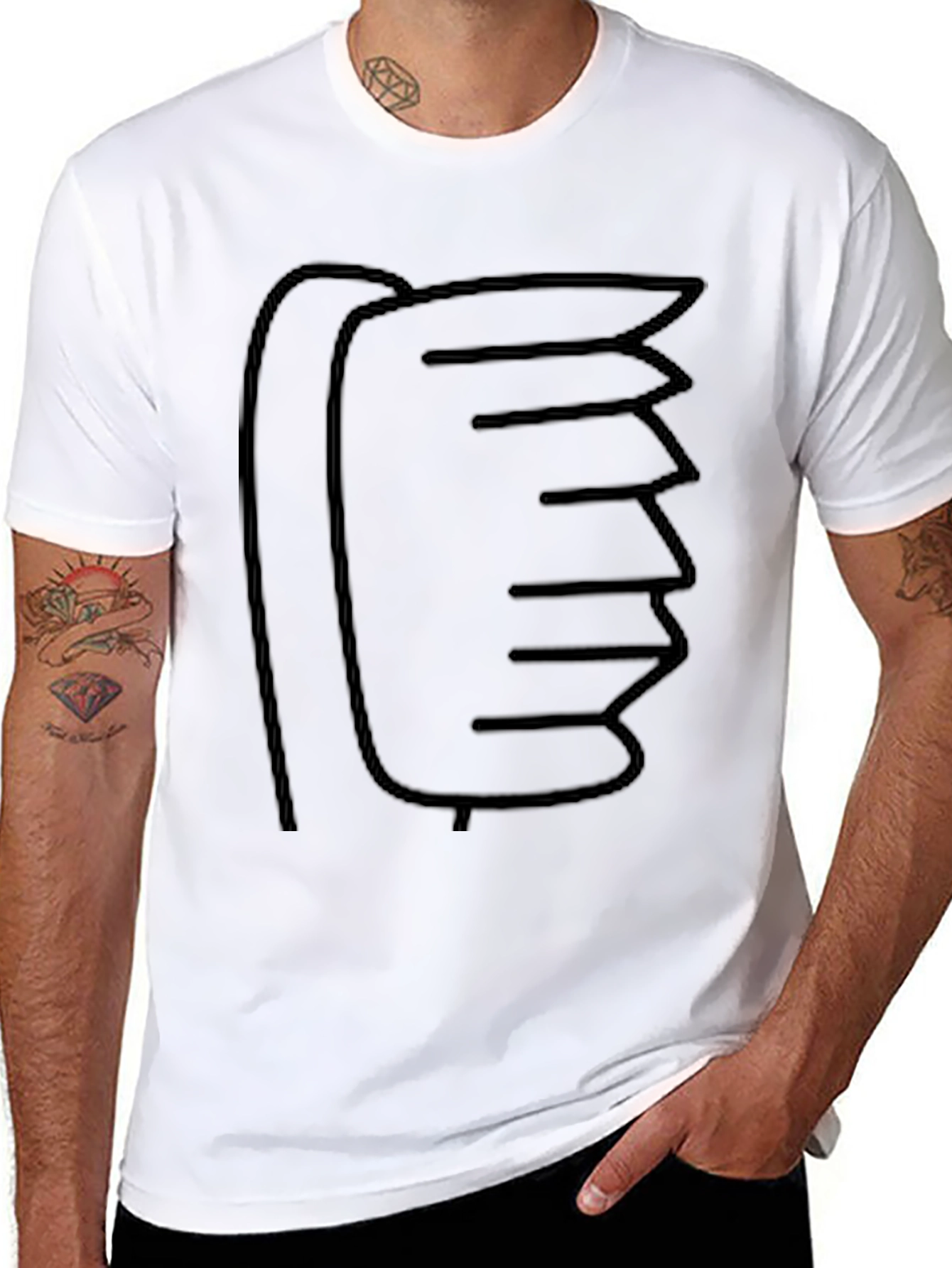 Abstract Black Comb Graphic T-Shirt