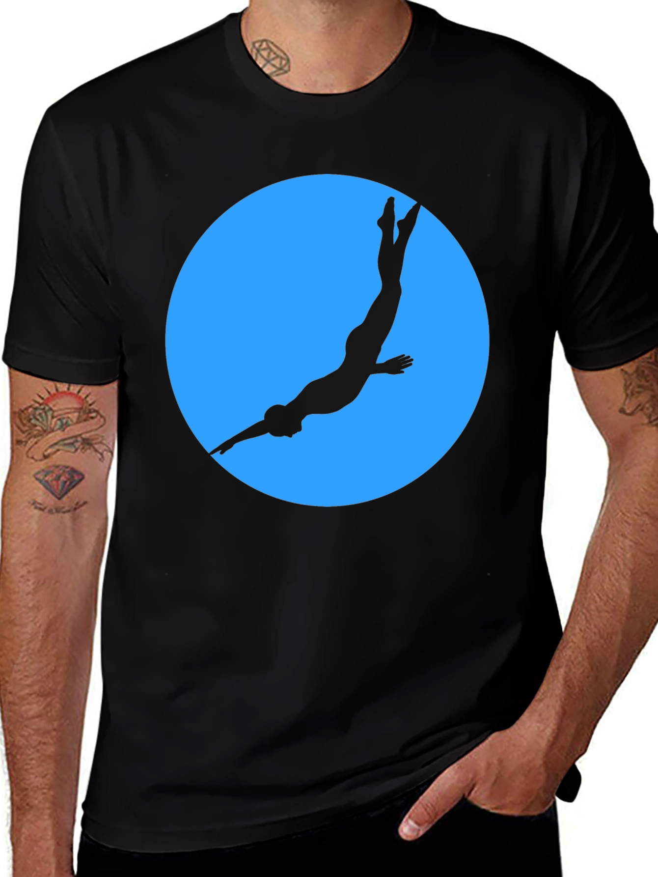 Diver Silhouette Graphic Tee - Black T-Shirt