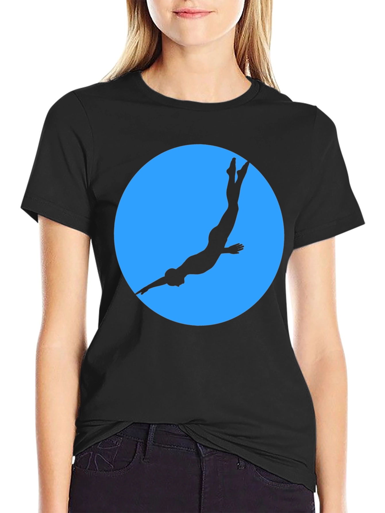 Diver Silhouette Graphic Tee - Black T-Shirt