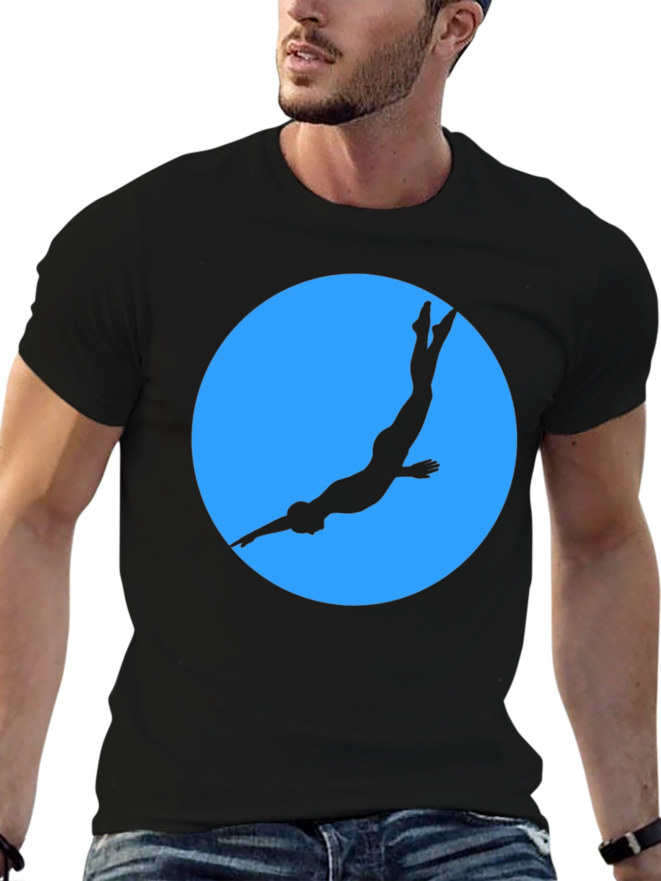 Diver Silhouette Graphic Tee - Black T-Shirt