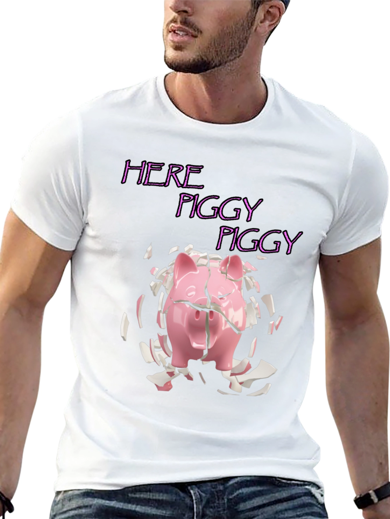 Here Piggy Piggy Tee - Broken Piggy Bank T-Shirt