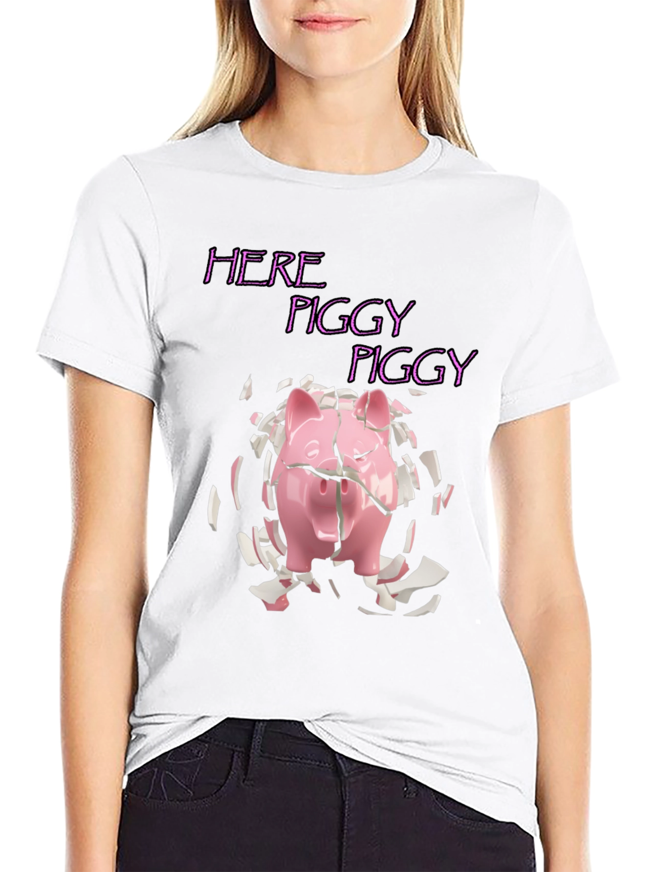Here Piggy Piggy Tee - Broken Piggy Bank T-Shirt