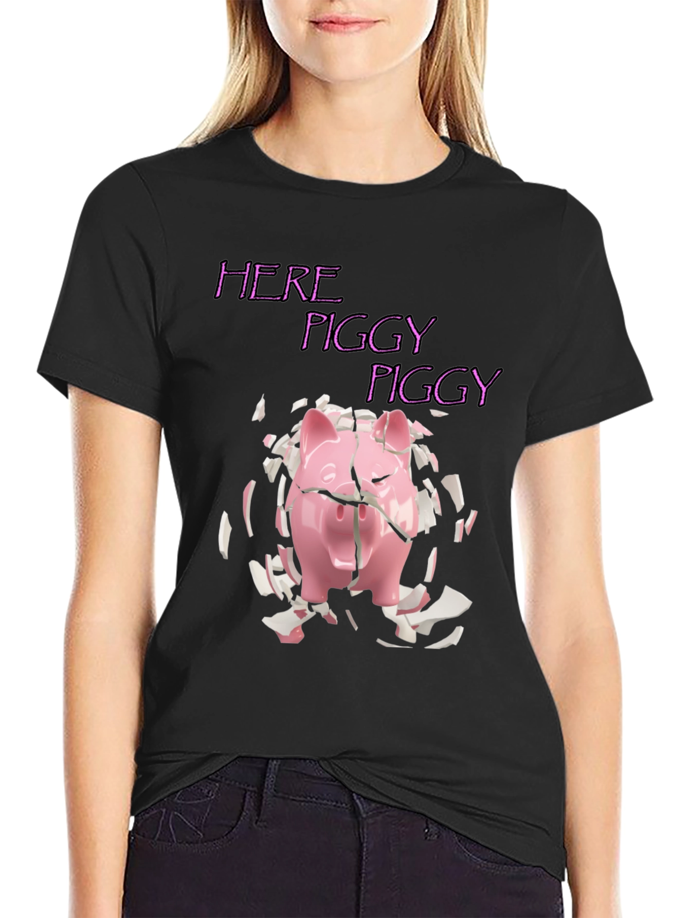 Here Piggy Piggy Tee - Broken Piggy Bank T-Shirt