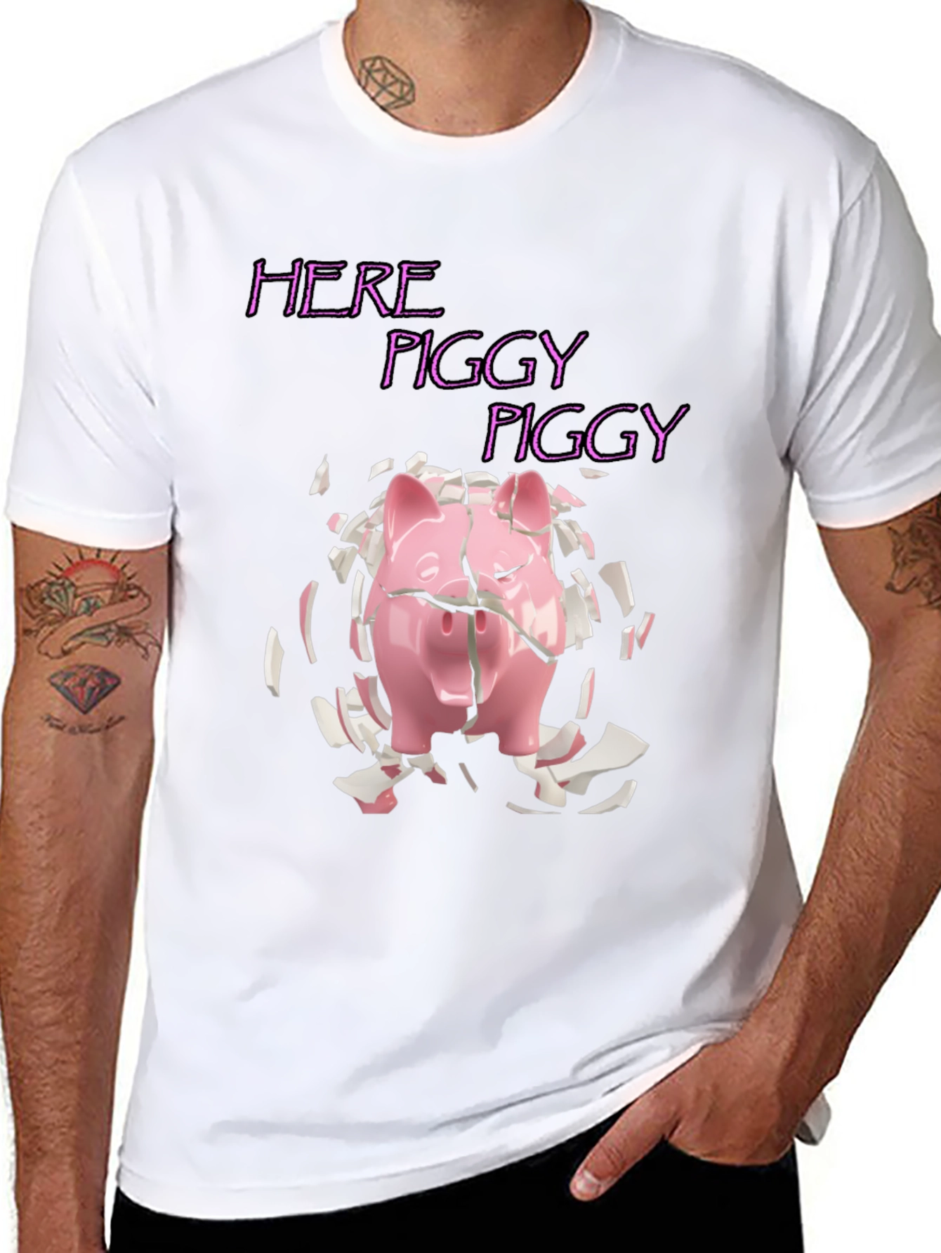 Here Piggy Piggy Tee - Broken Piggy Bank T-Shirt