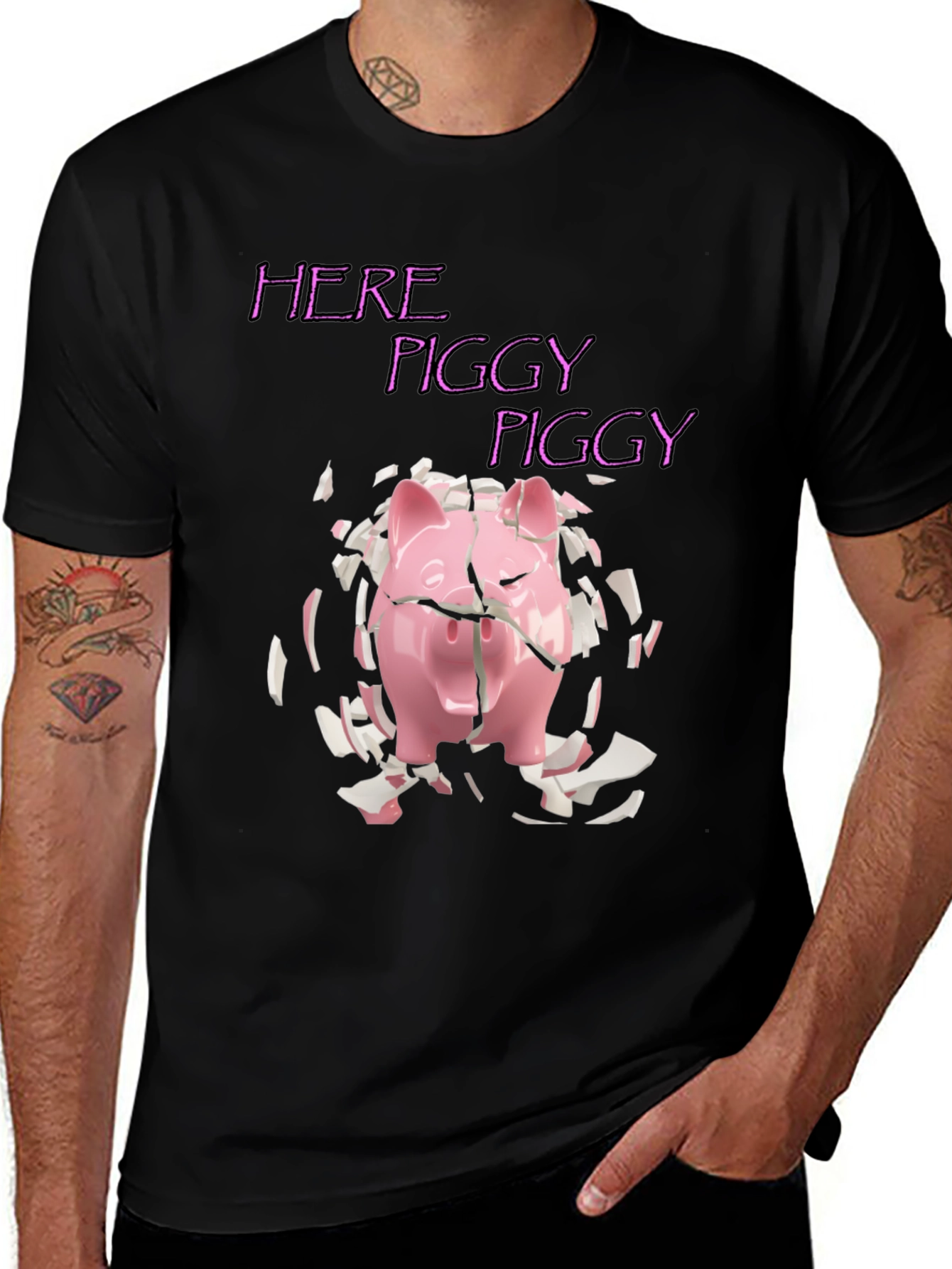 Here Piggy Piggy Tee - Broken Piggy Bank T-Shirt