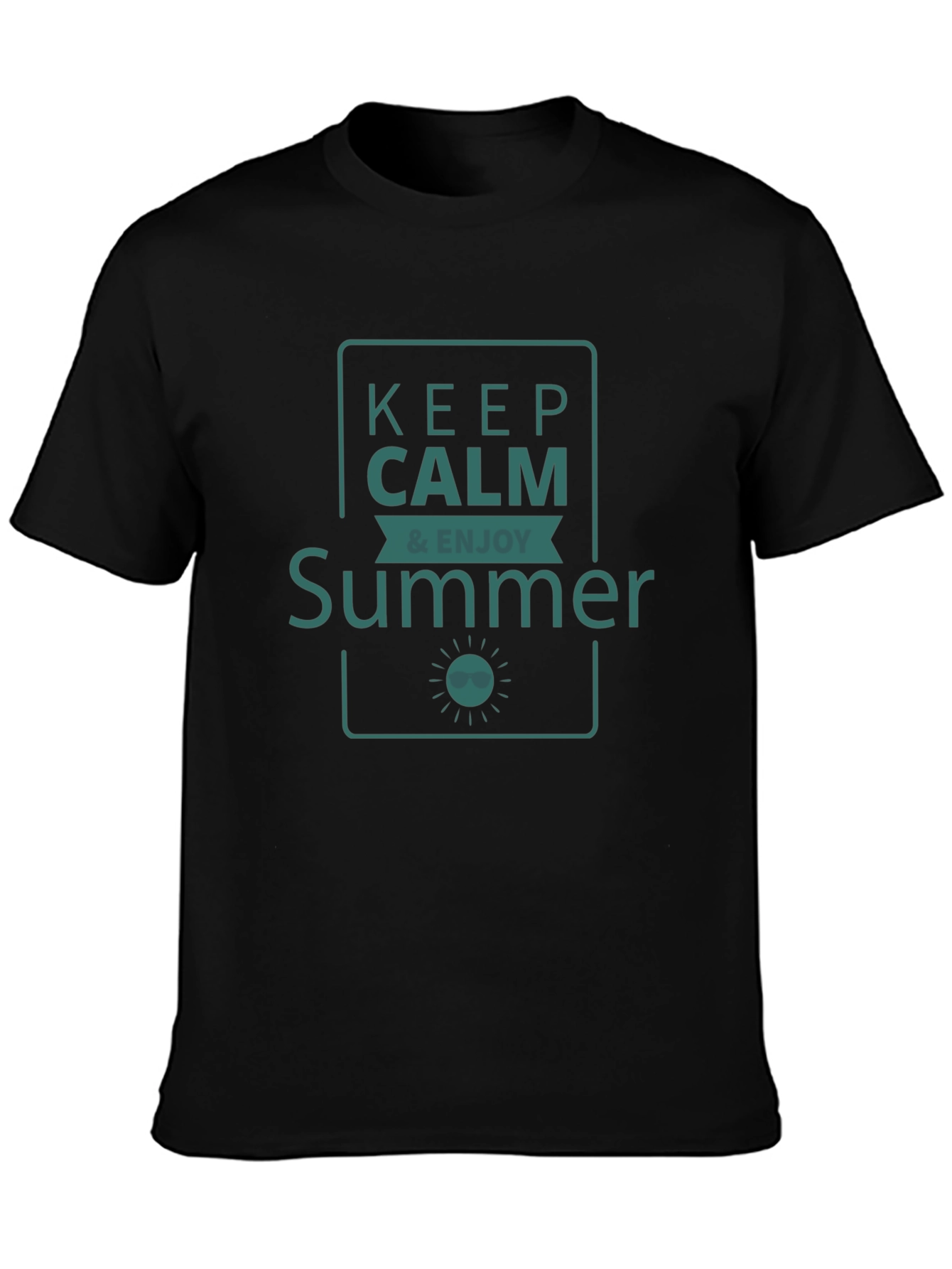 Keep Calm & Enjoy Summer Graphic T-Shirt - Black