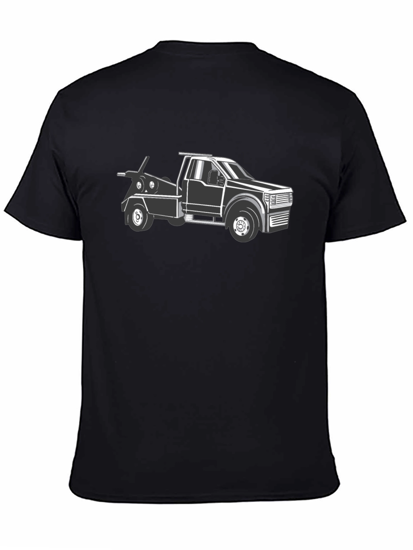Tow Truck Graphic T-Shirt - Black Cotton Tee