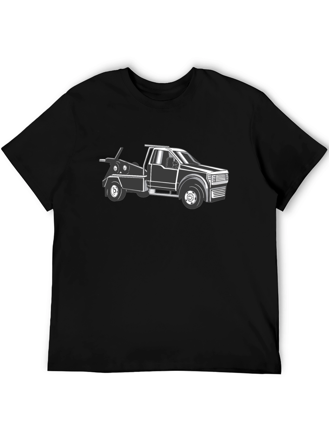 Tow Truck Graphic T-Shirt - Black Cotton Tee