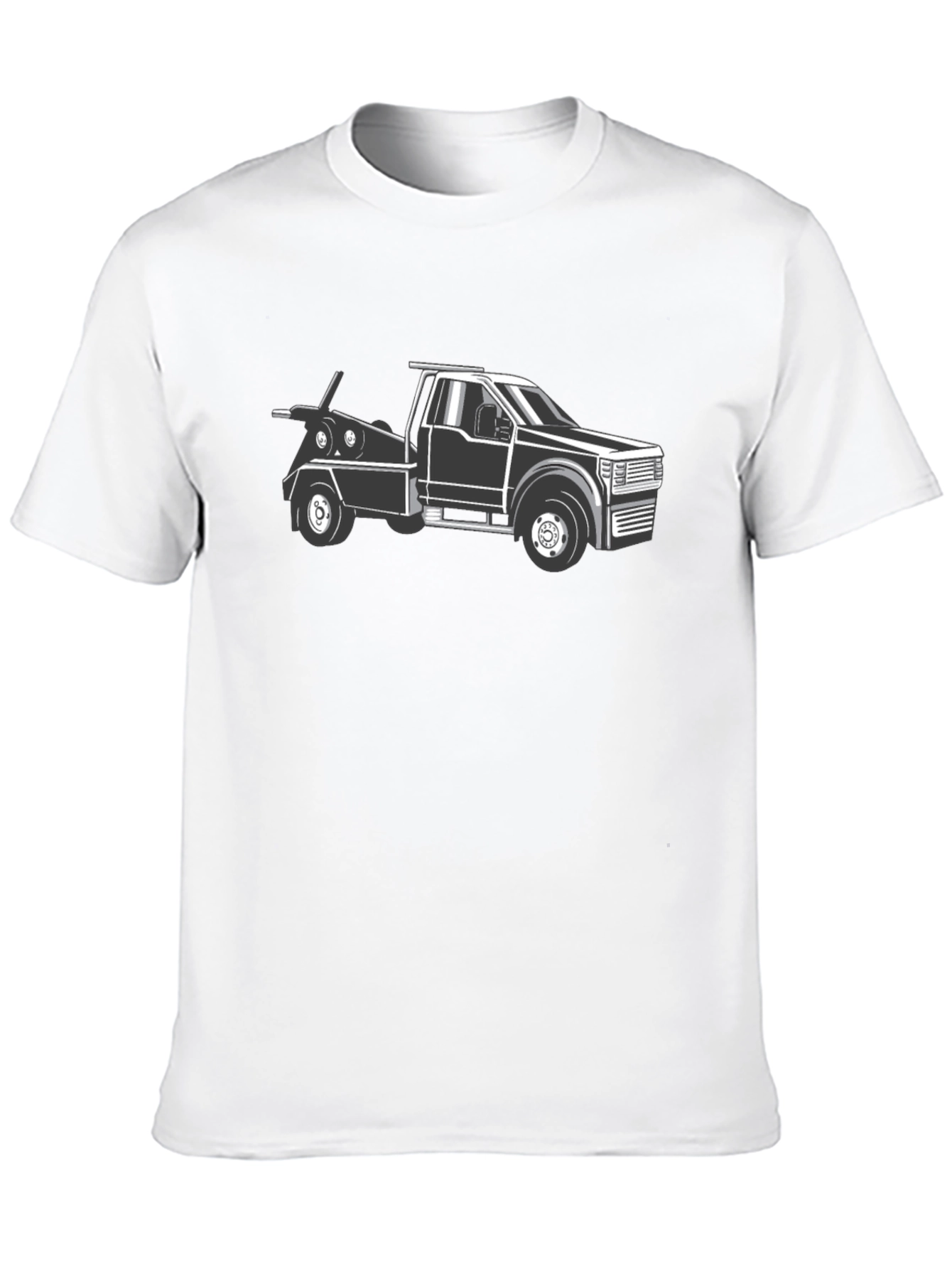 Tow Truck Graphic T-Shirt - Black Cotton Tee