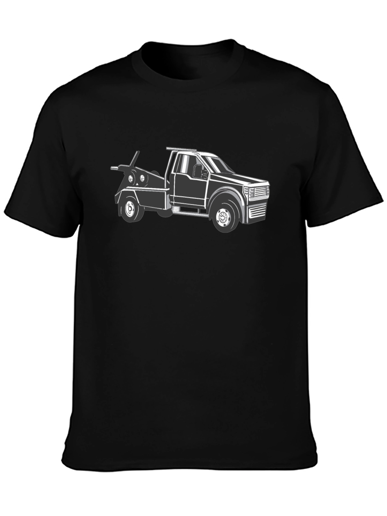 Tow Truck Graphic T-Shirt - Black Cotton Tee