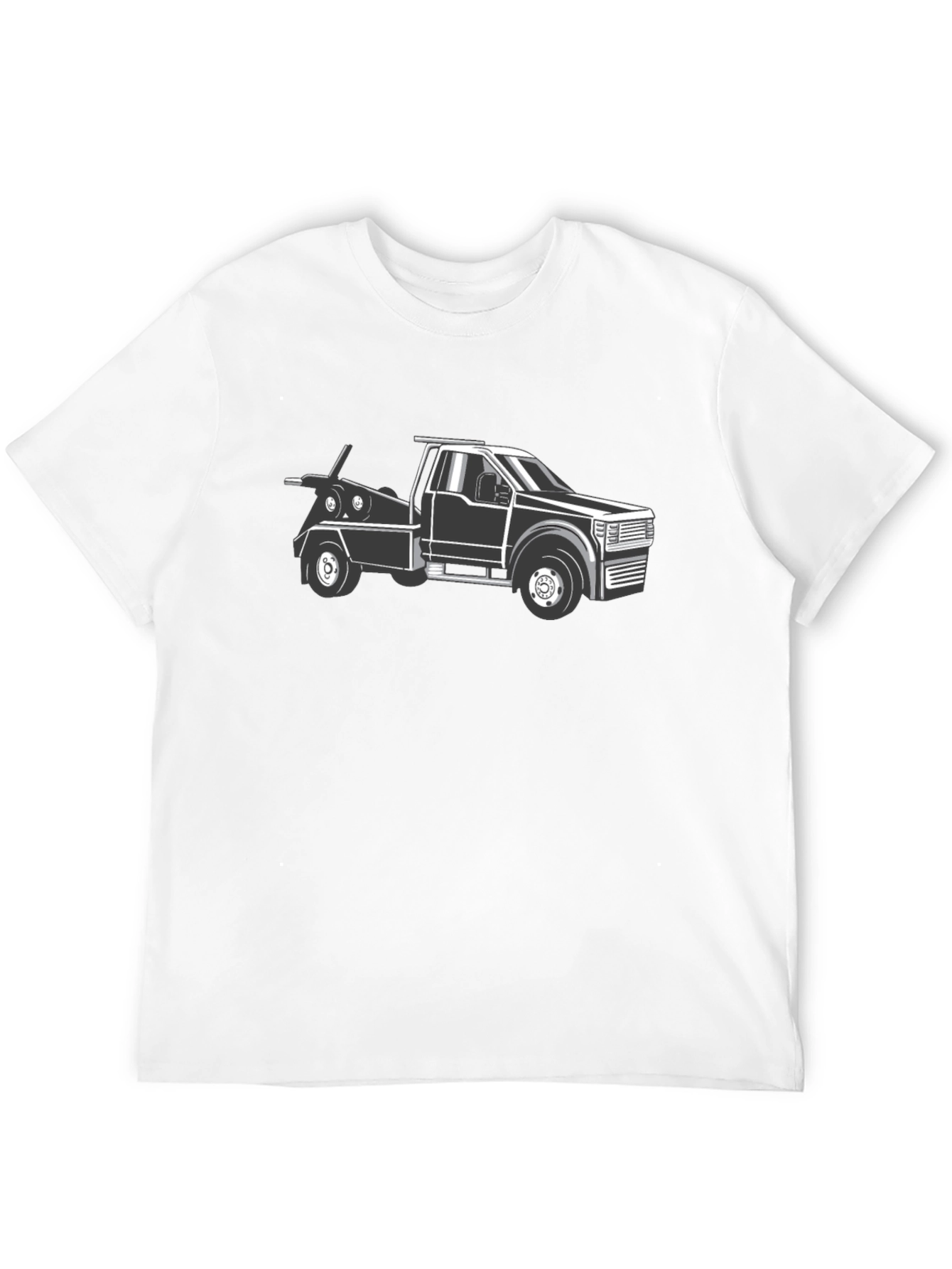 Tow Truck Graphic T-Shirt - Black Cotton Tee