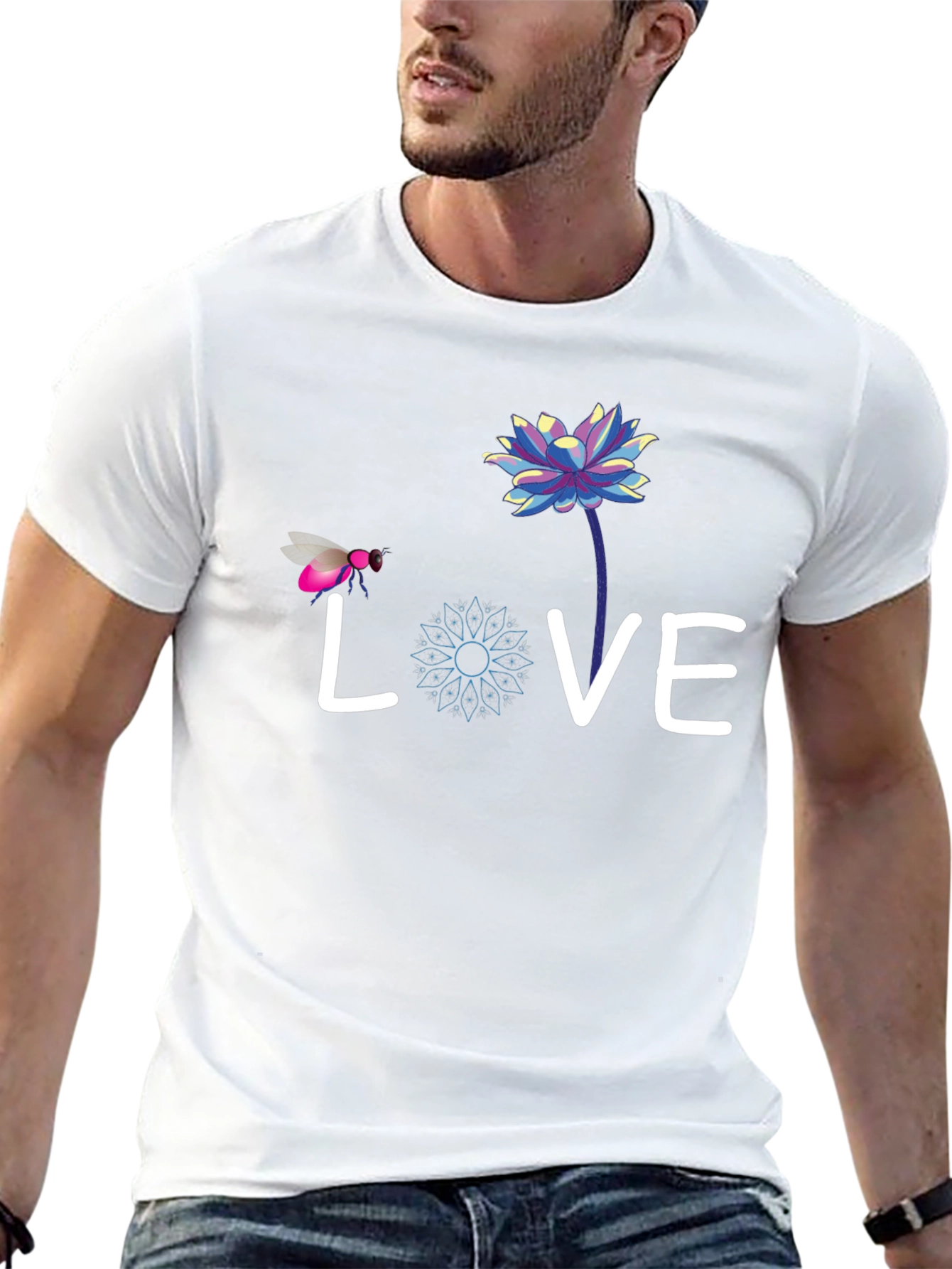 Love Bee Lotus Graphic Tee - Black Cotton