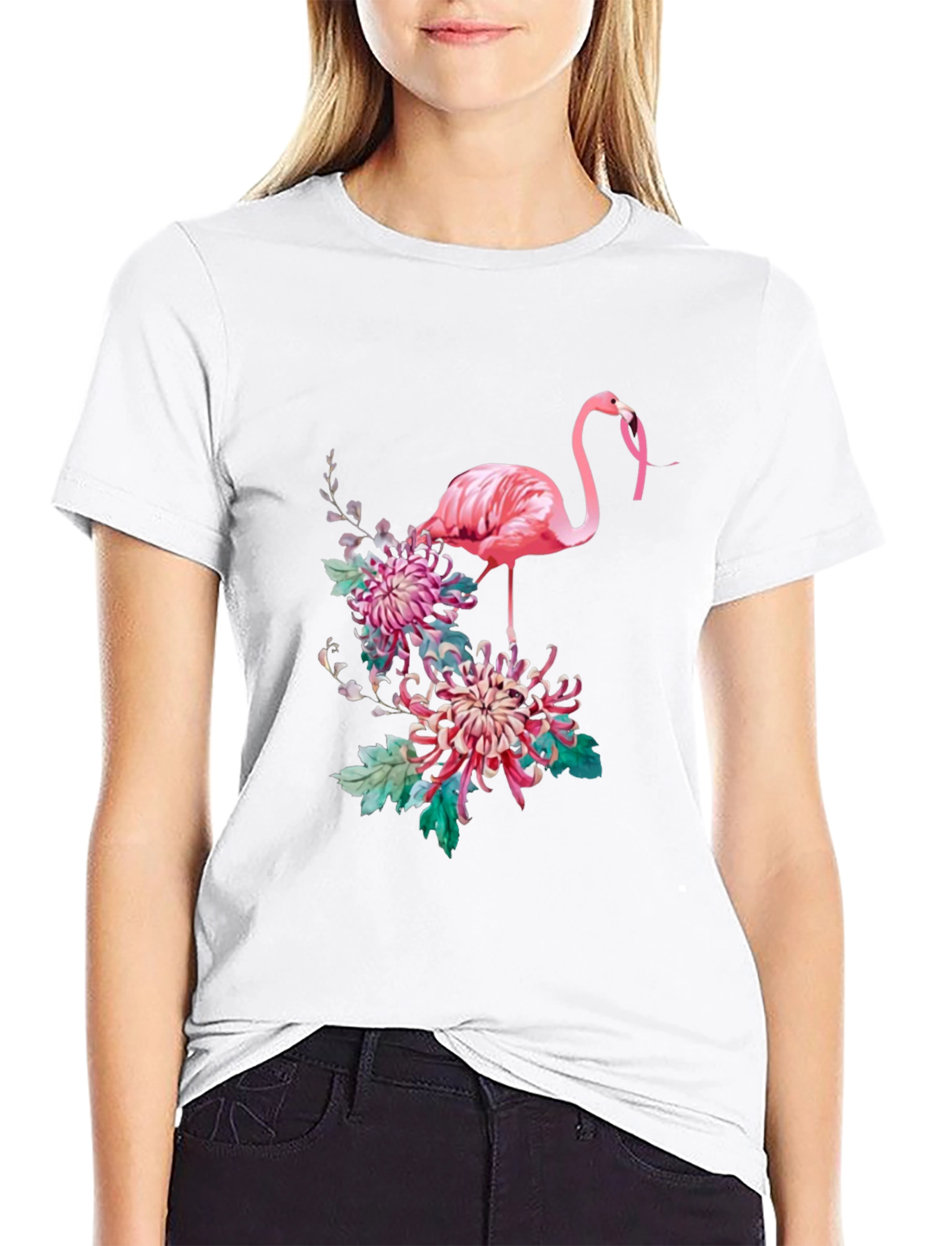 Pink Flamingo Floral Graphic Tee